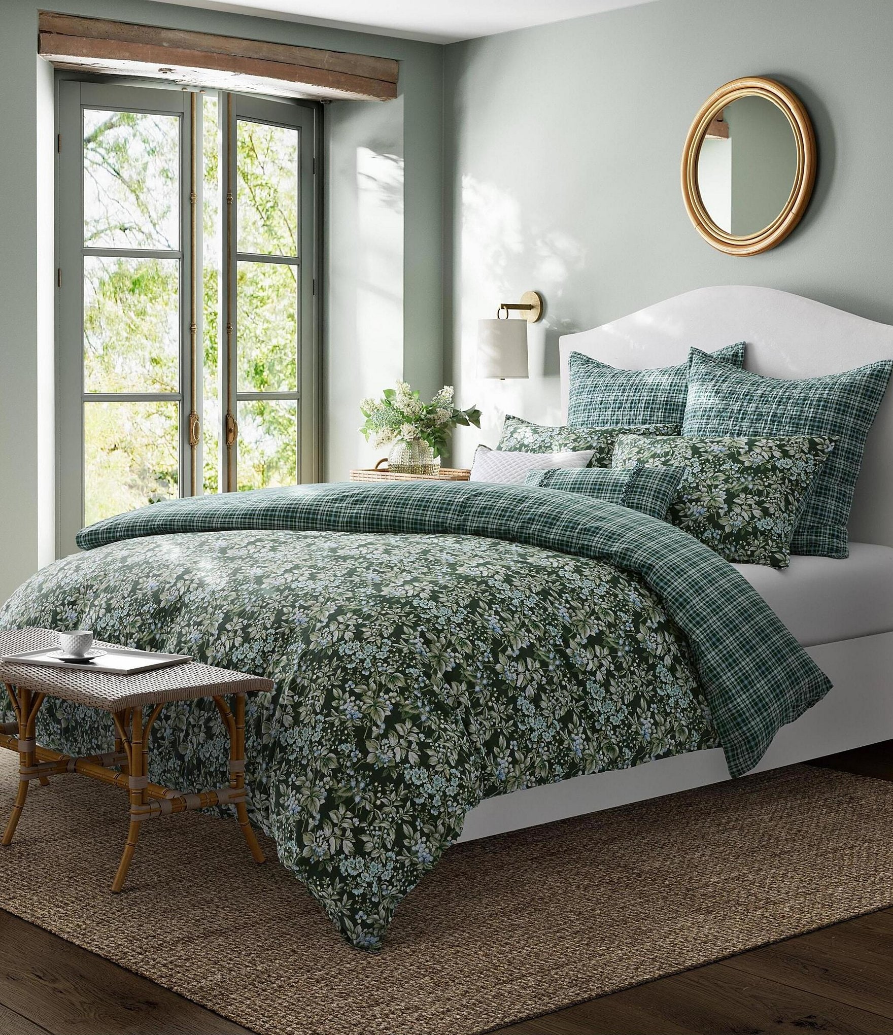 Laura Ashley Bramble Floral Green 7-Piece Reversible Comforter Bonus Set