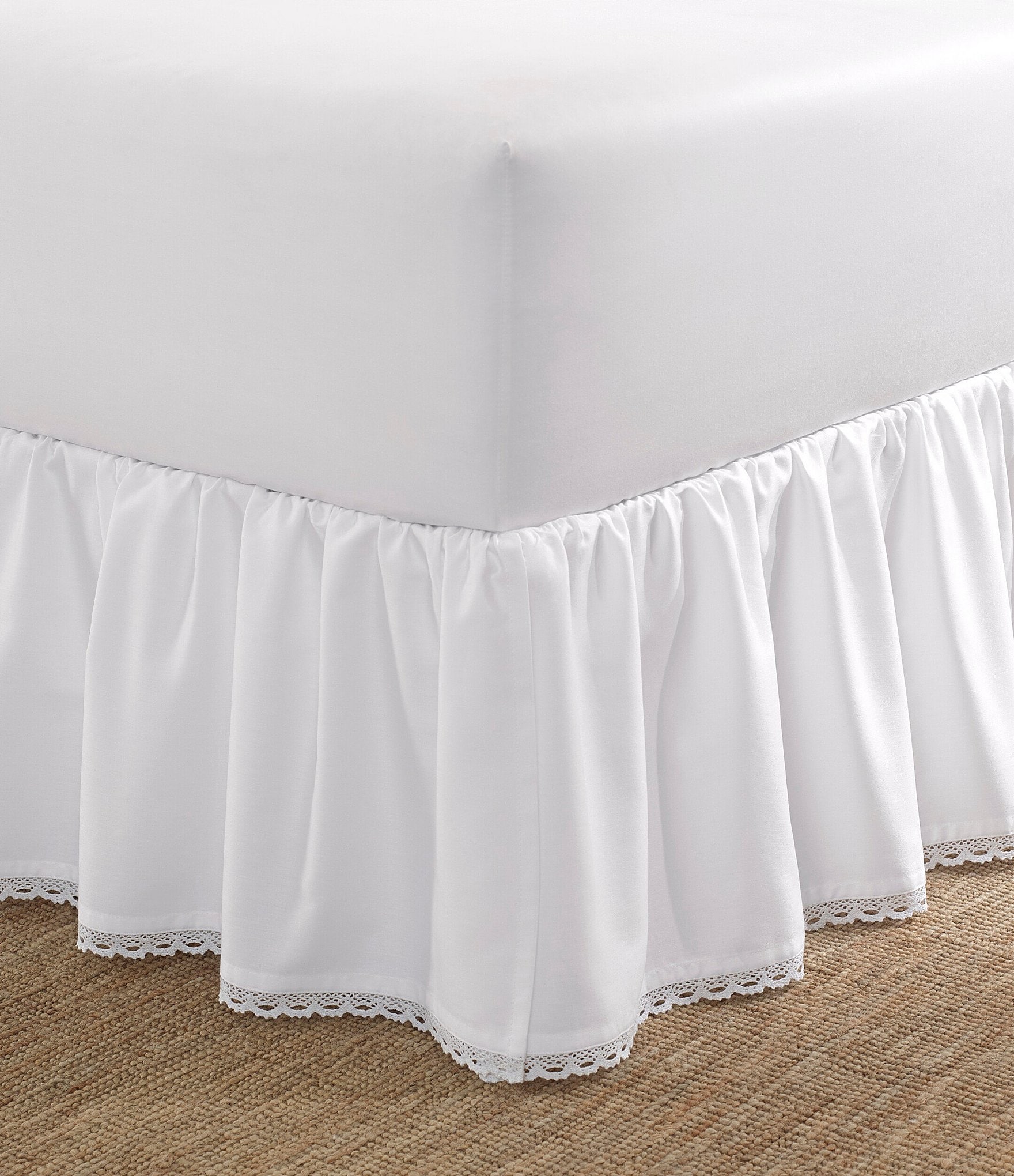 Laura Ashley Crochet Trim White Ruffled Bed Skirt | Dillard's