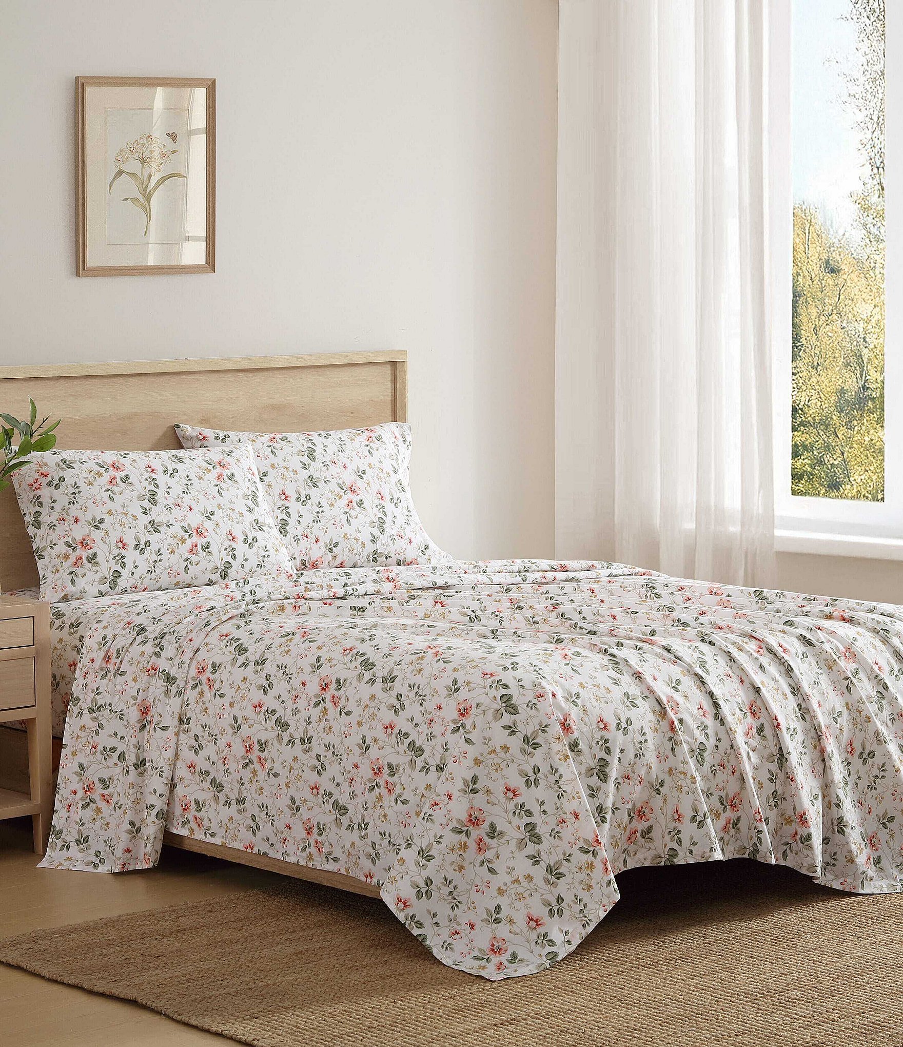 Laura Ashley Meadow Floral Cotton Flannel Sheet Set