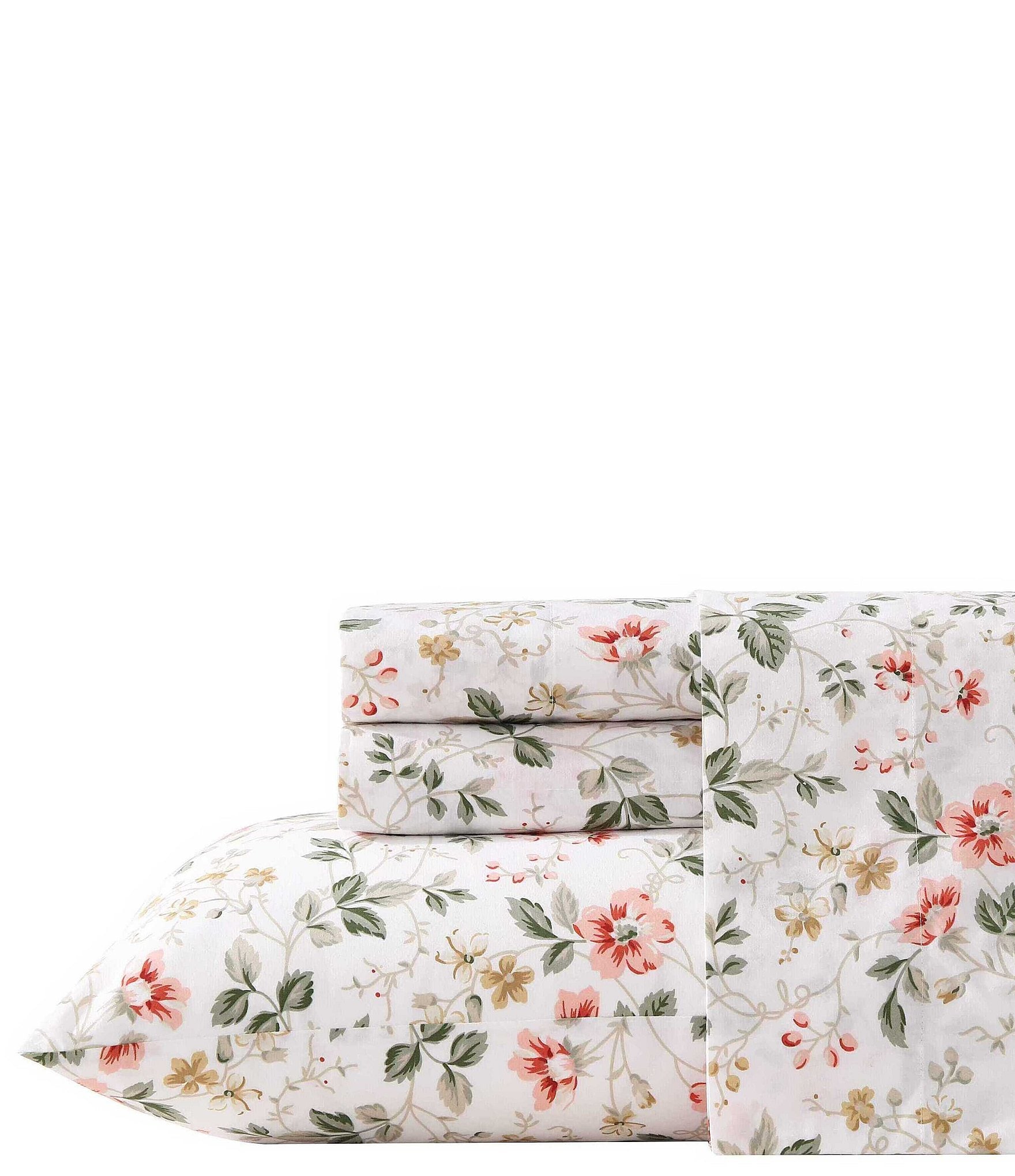 Laura Ashley Meadow Floral Cotton Flannel Sheet Set