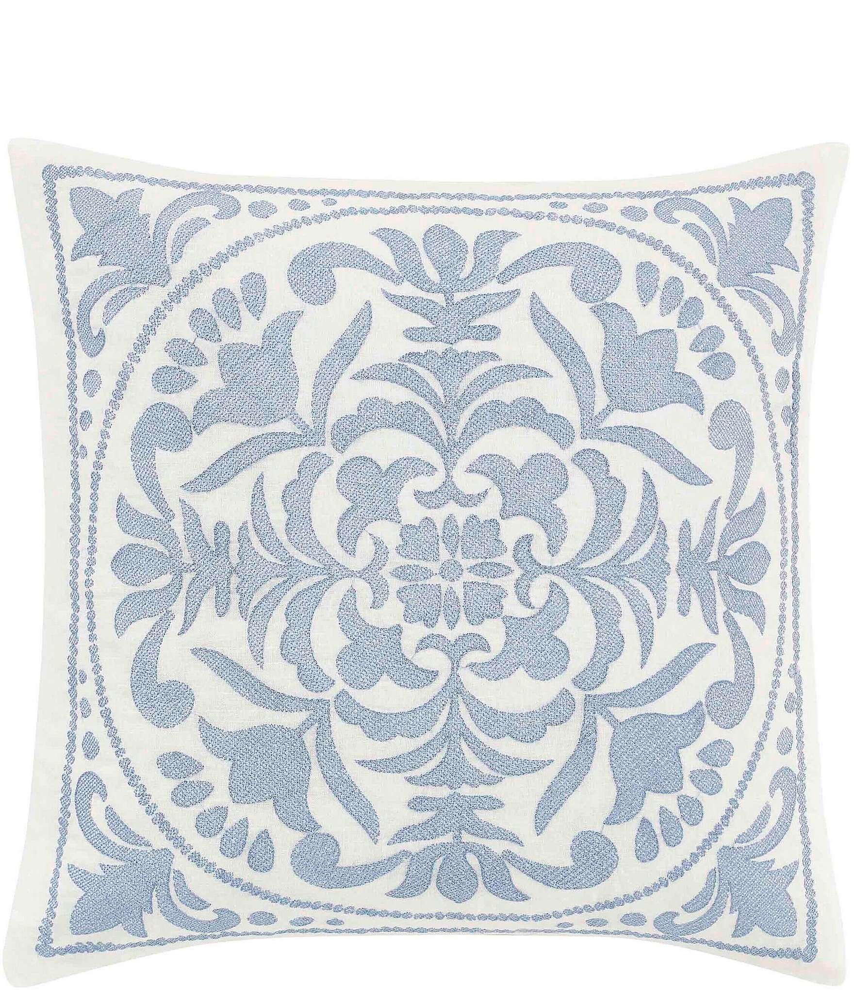 Laura Ashley Mila Embroidered Medallion Throw Pillow