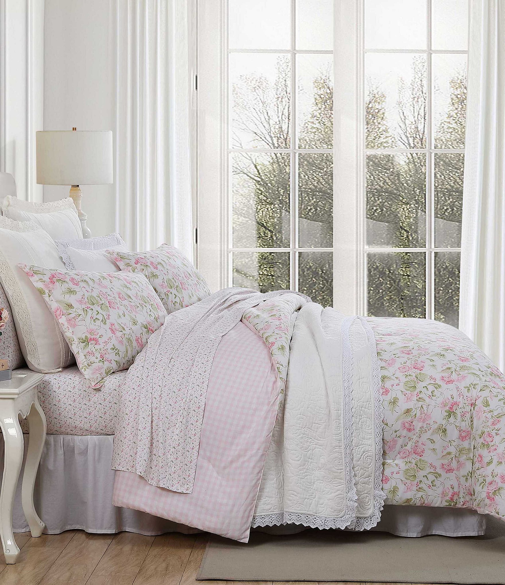 Laura Ashley Morning Gloria Cotton Reversible Mini Comforter Set