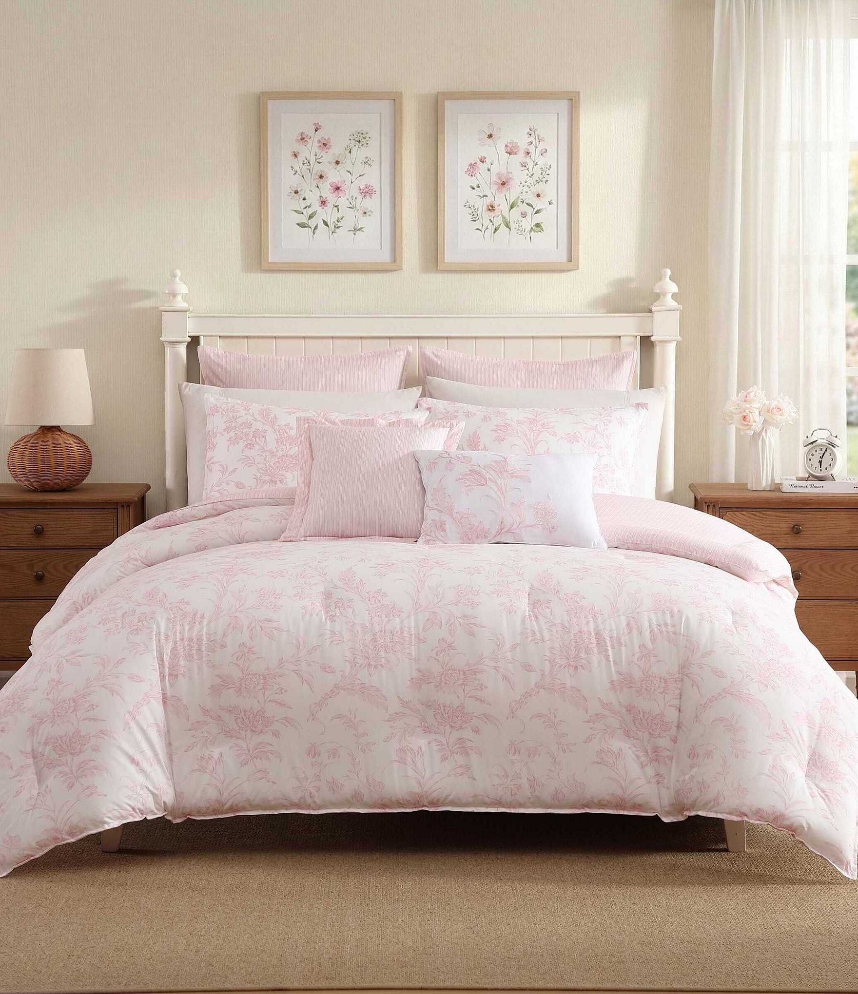 Laura Ashley Natalie Floral Cotton Reversible Comforter & Sham Bonus Set