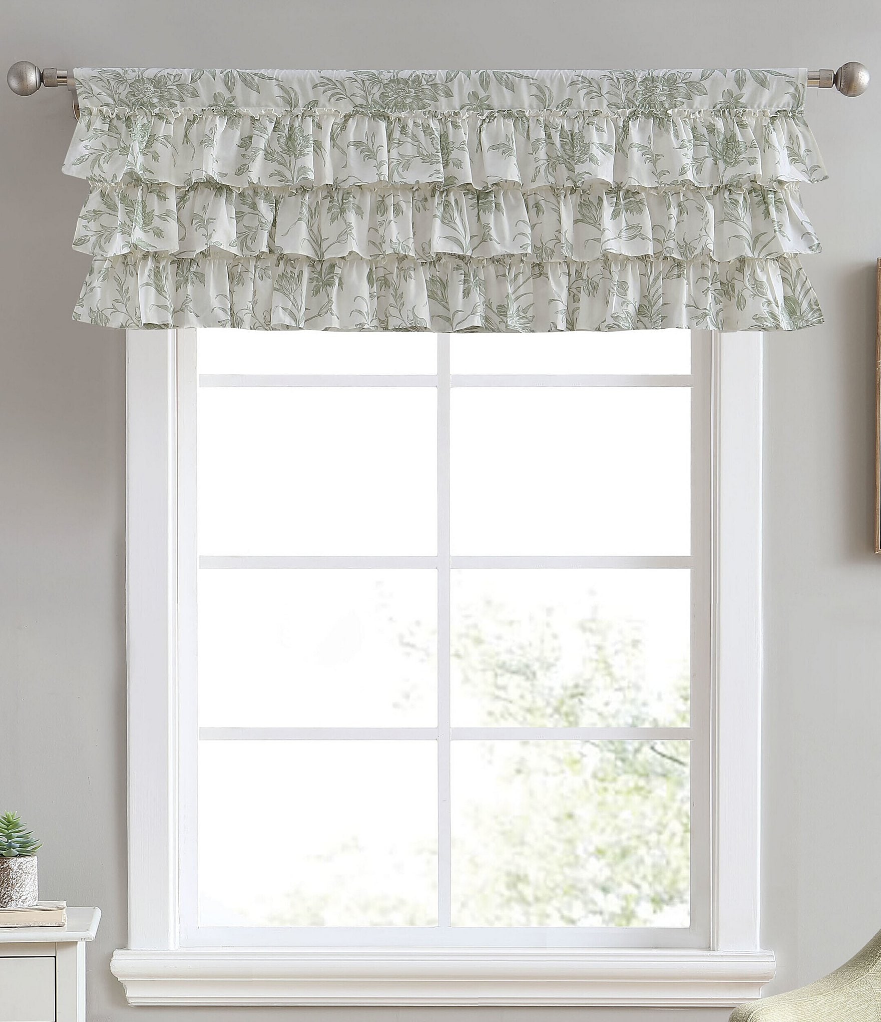 Laura Ashley Natalie Ruffled Floral Toile Pole Top Valance