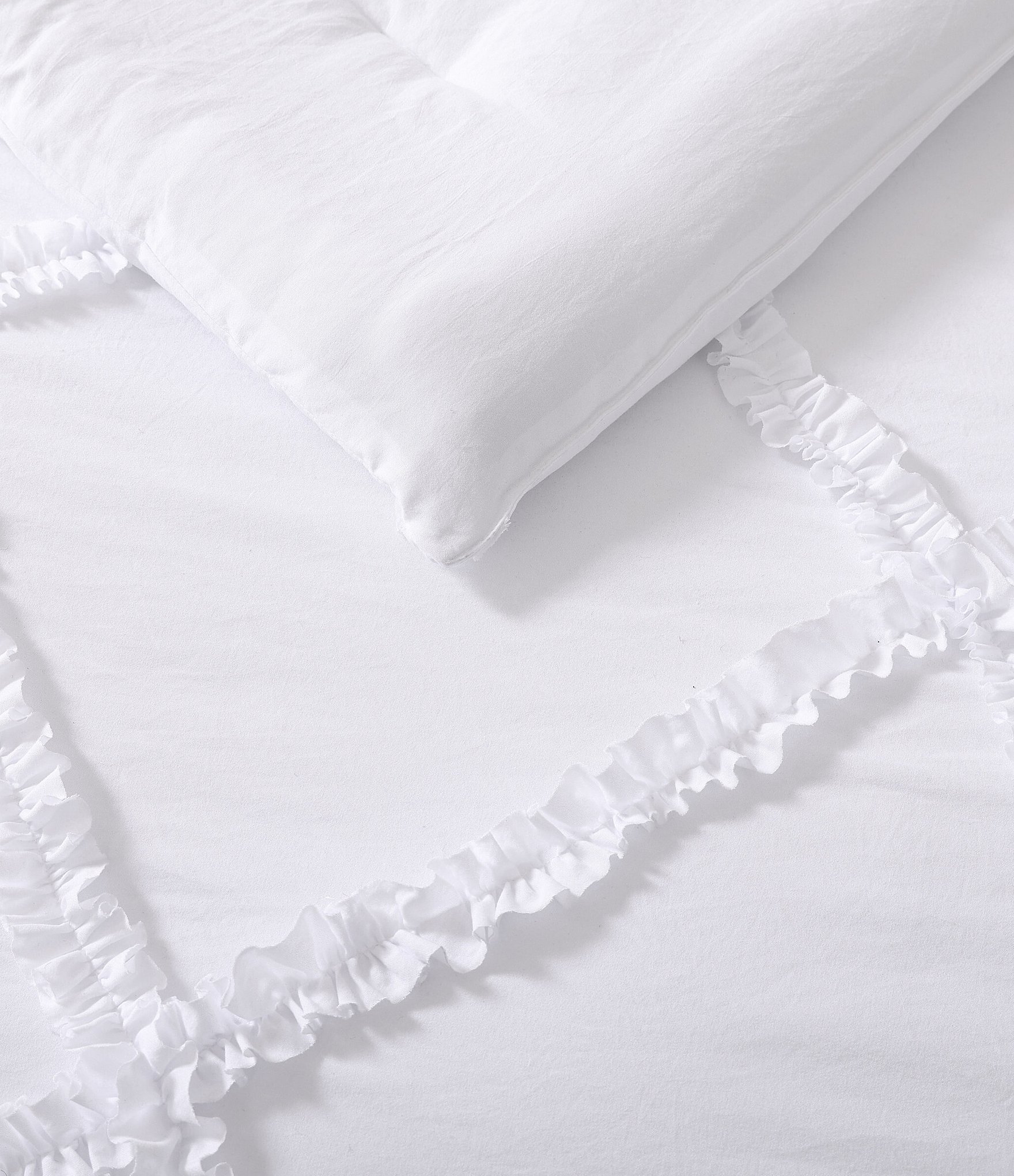 Laura Ashley Norah Solid Microfiber White Comforter Mini Set