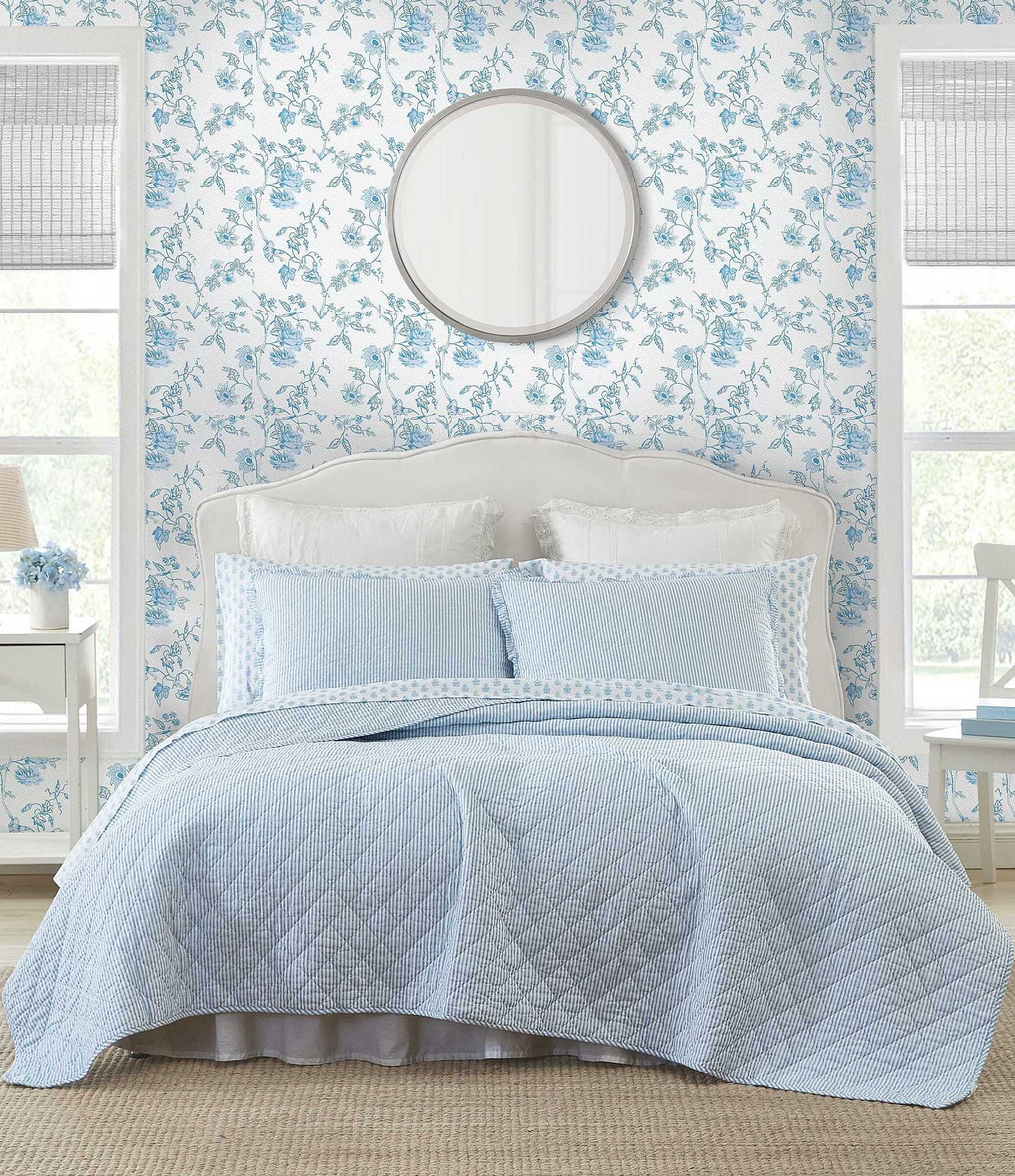 Laura Ashley Oxford Stripe Reversible Quilt Mini Set