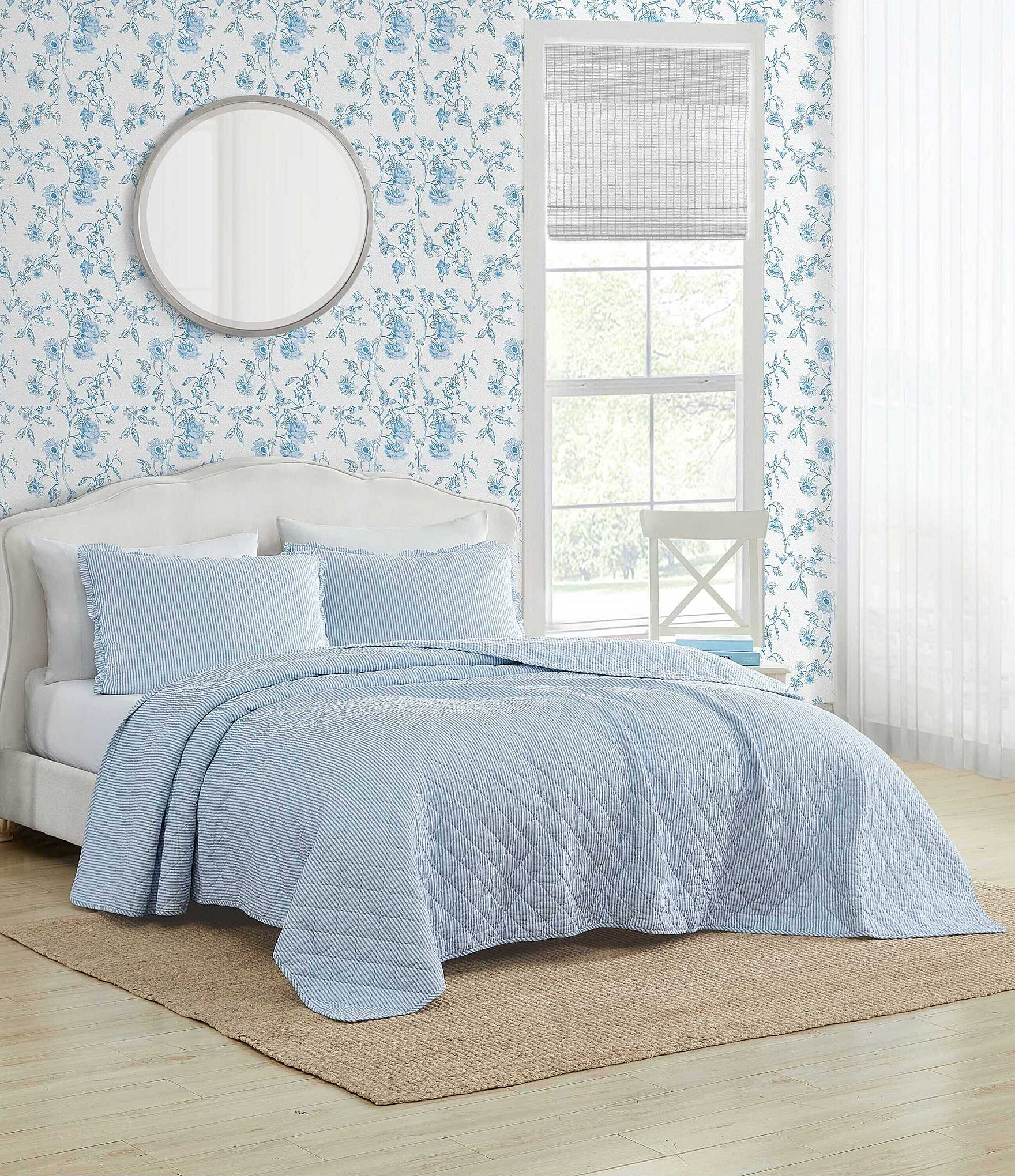 Laura Ashley Oxford Stripe Reversible Quilt Mini Set