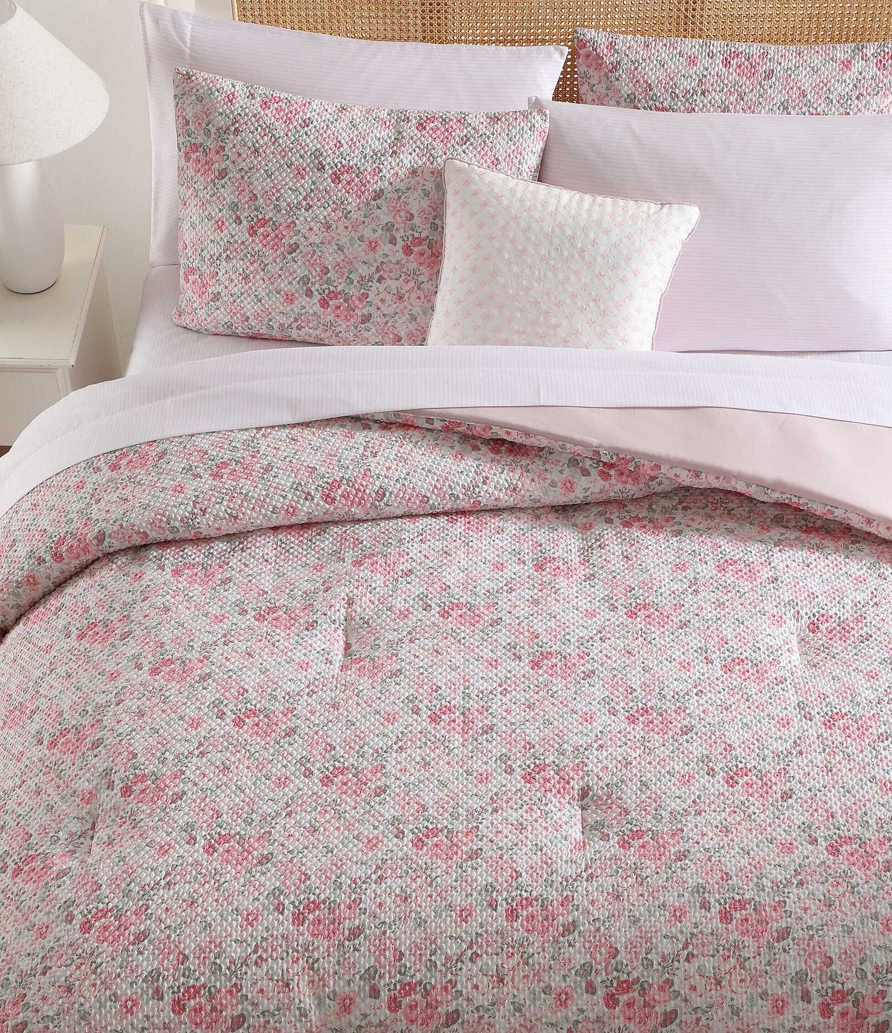 Laura Ashley Quartet Microfiber Reversible Pink Bed in a Bag Set