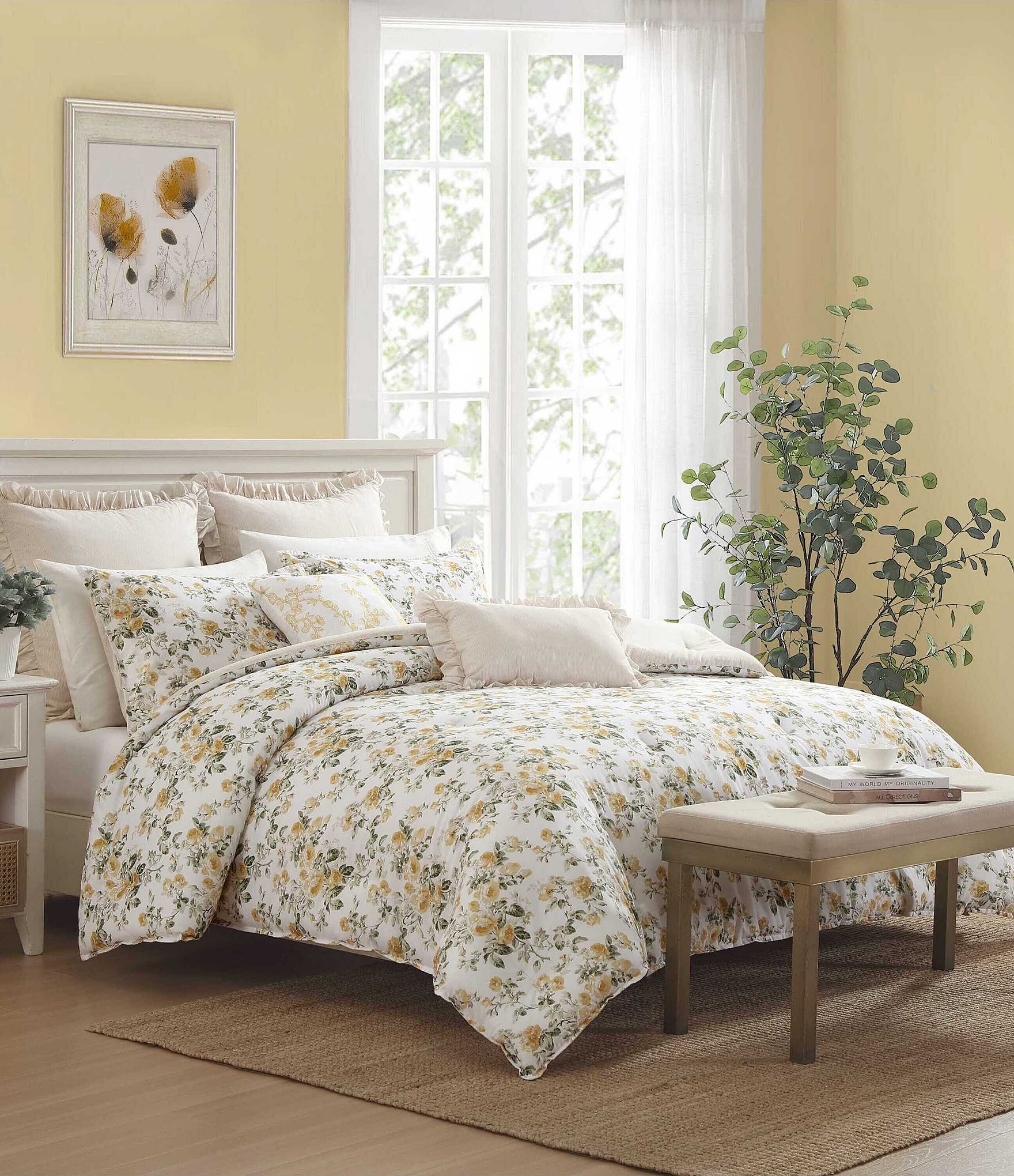 Laura Ashley Roses Cotton Reversible Comforter Bonus Set