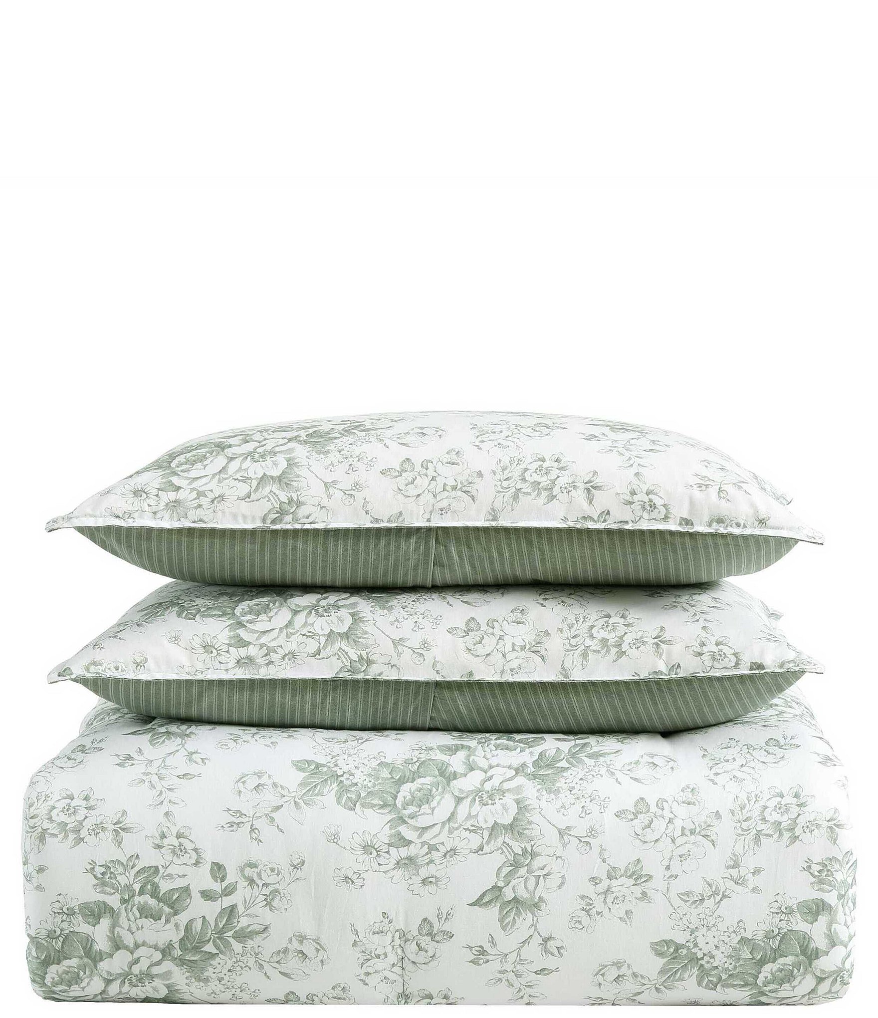 Laura Ashley Toile Delight Cotton Floral Reversible Bonus Comforter Set