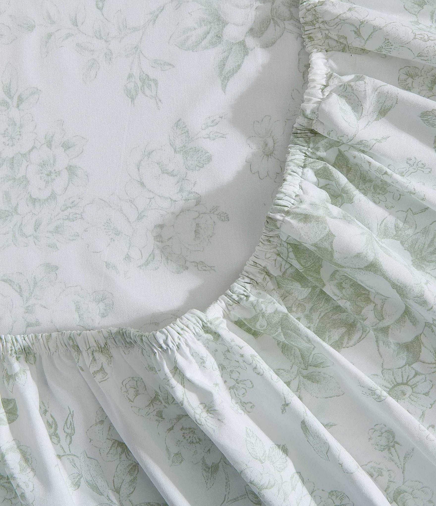 Laura Ashley Toile Delight Green Cotton Percale Sheet Set