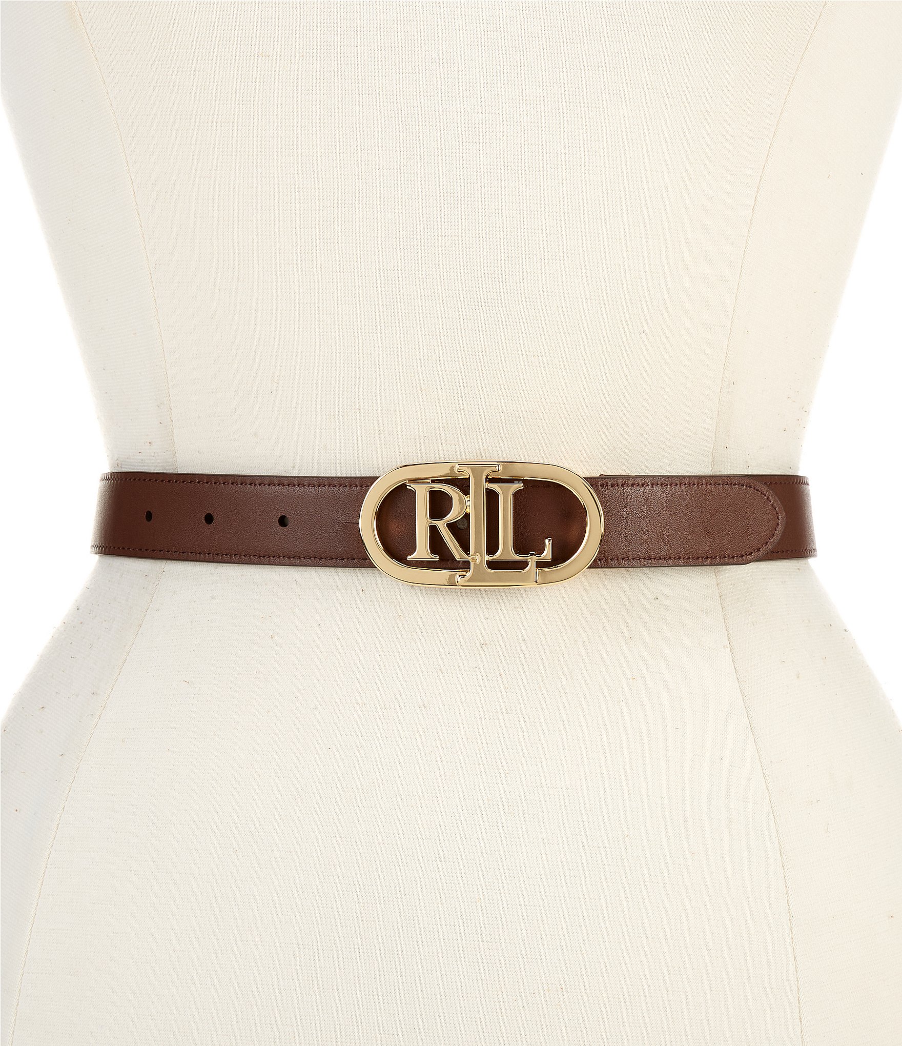 Lauren Ralph Lauren 0.75#double; Logo Reversible Leather Skinny Belt