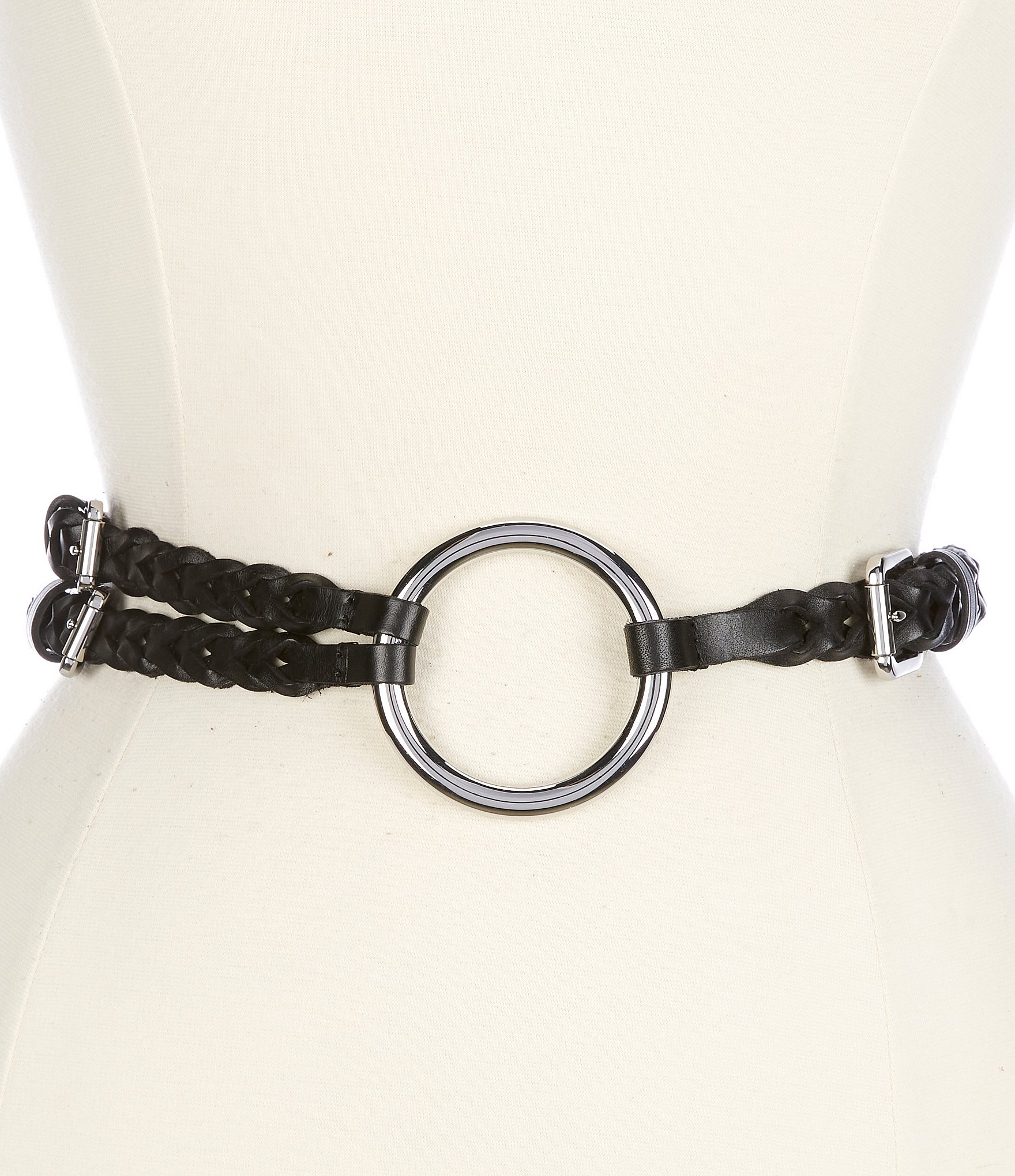 Lauren Ralph Lauren 0.75 Tri-Strap O-Ring Braided Leather Belt