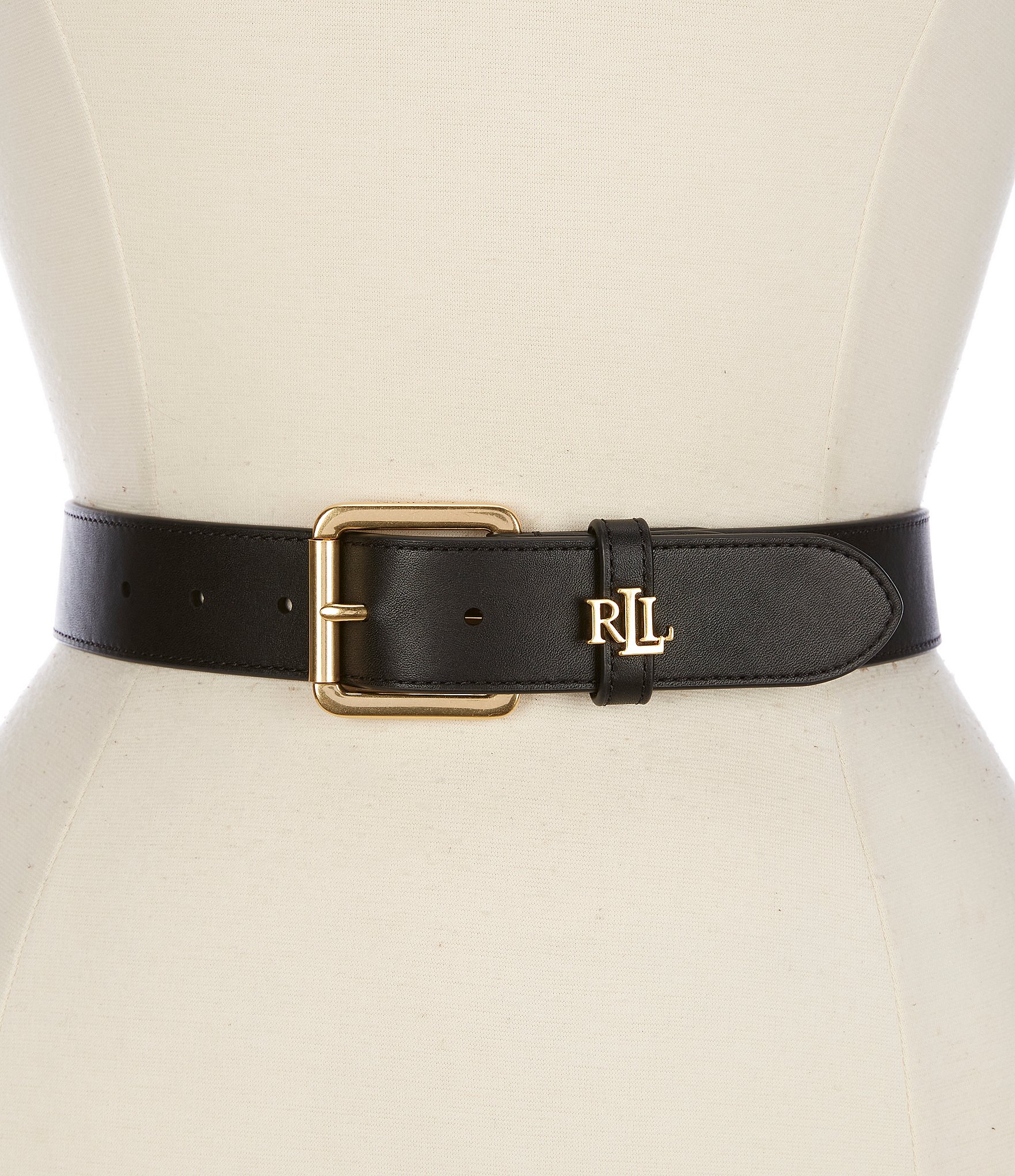 Lauren Ralph Lauren 1.25#double; Logo Keeper Leather Belt