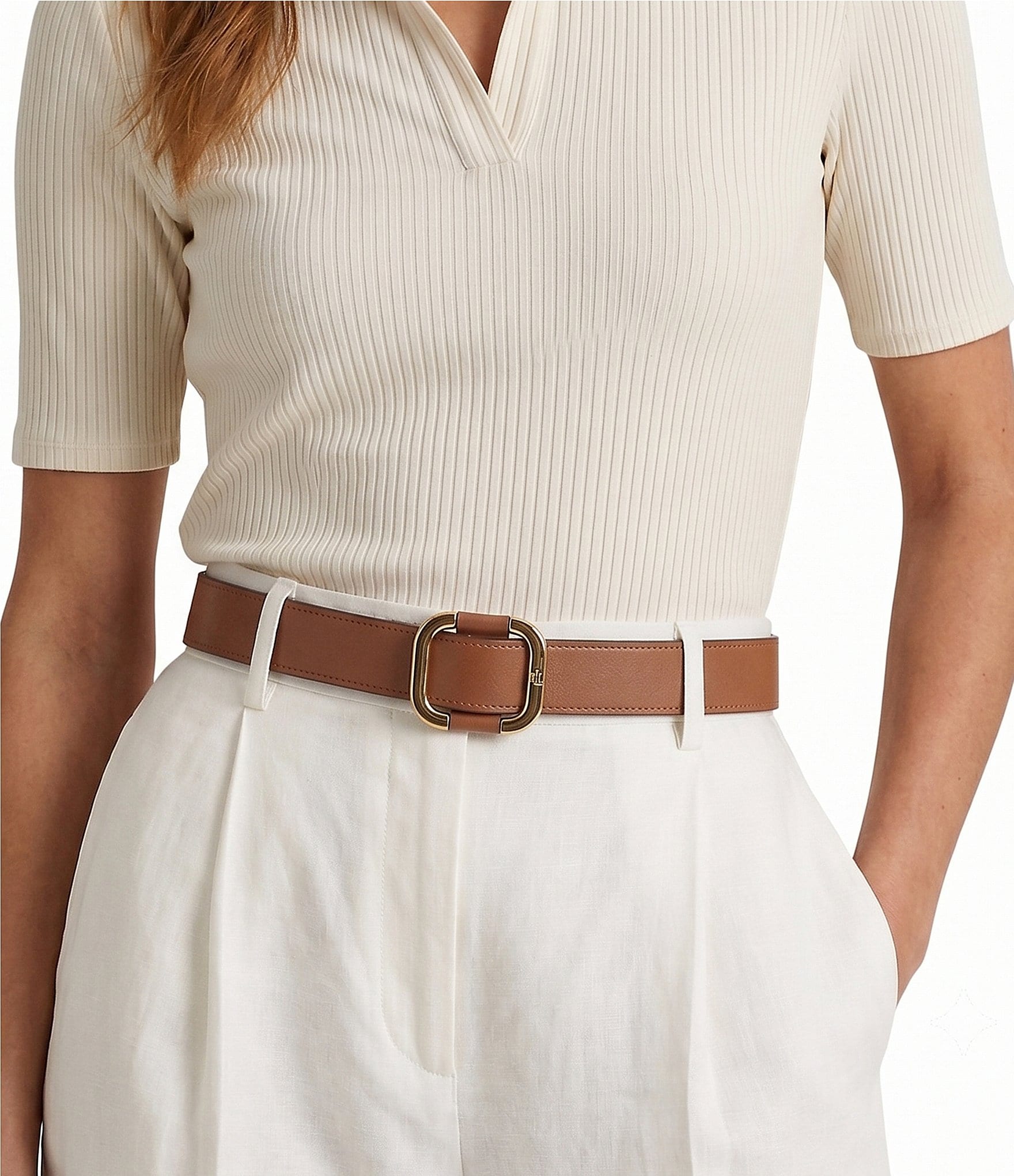 Lauren Ralph Lauren 1.5#double; Square Slide Buckle Belt