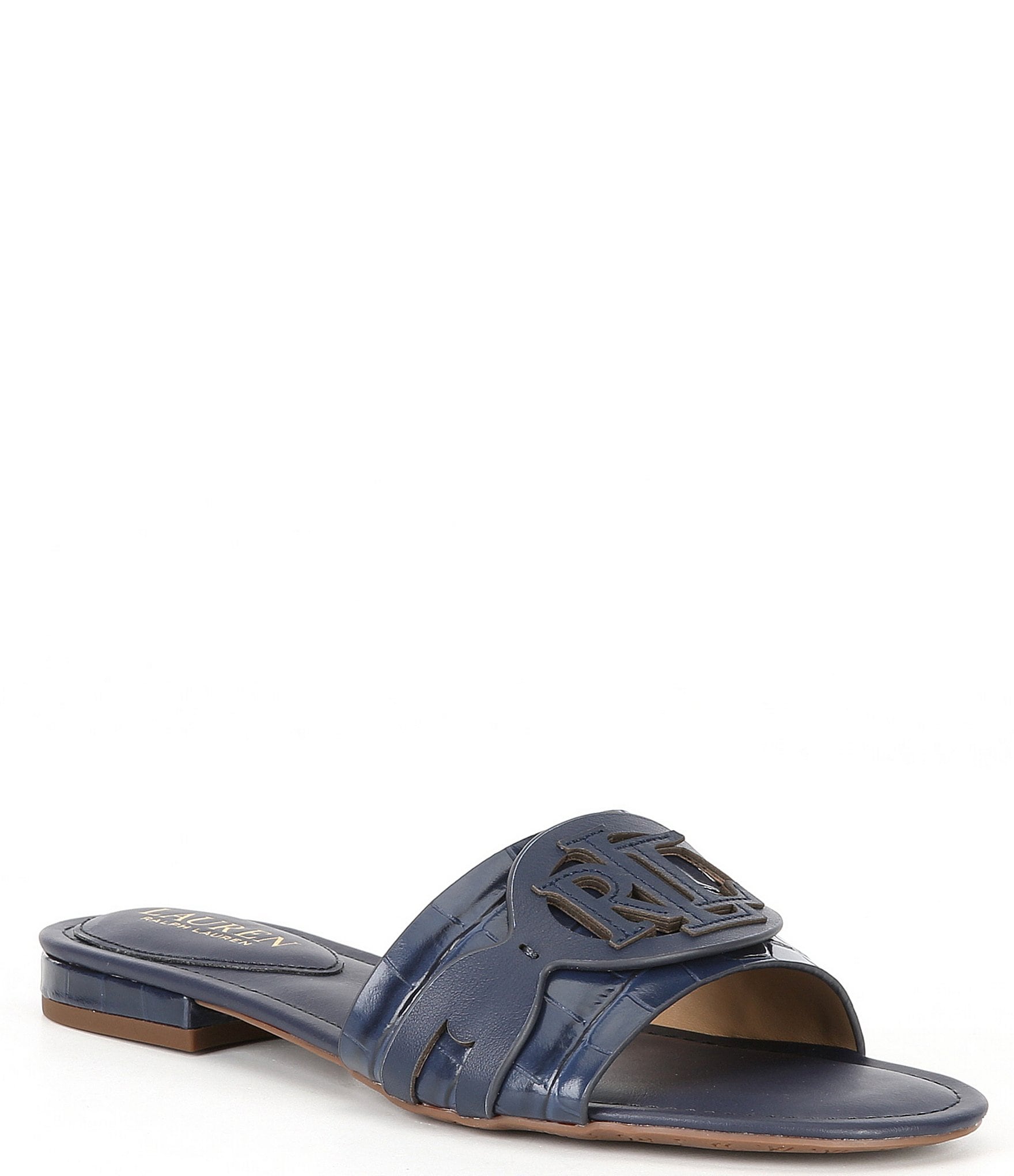 Lauren Ralph Lauren Alegra Logo Detail Flat Slide Sandals | Dillard's