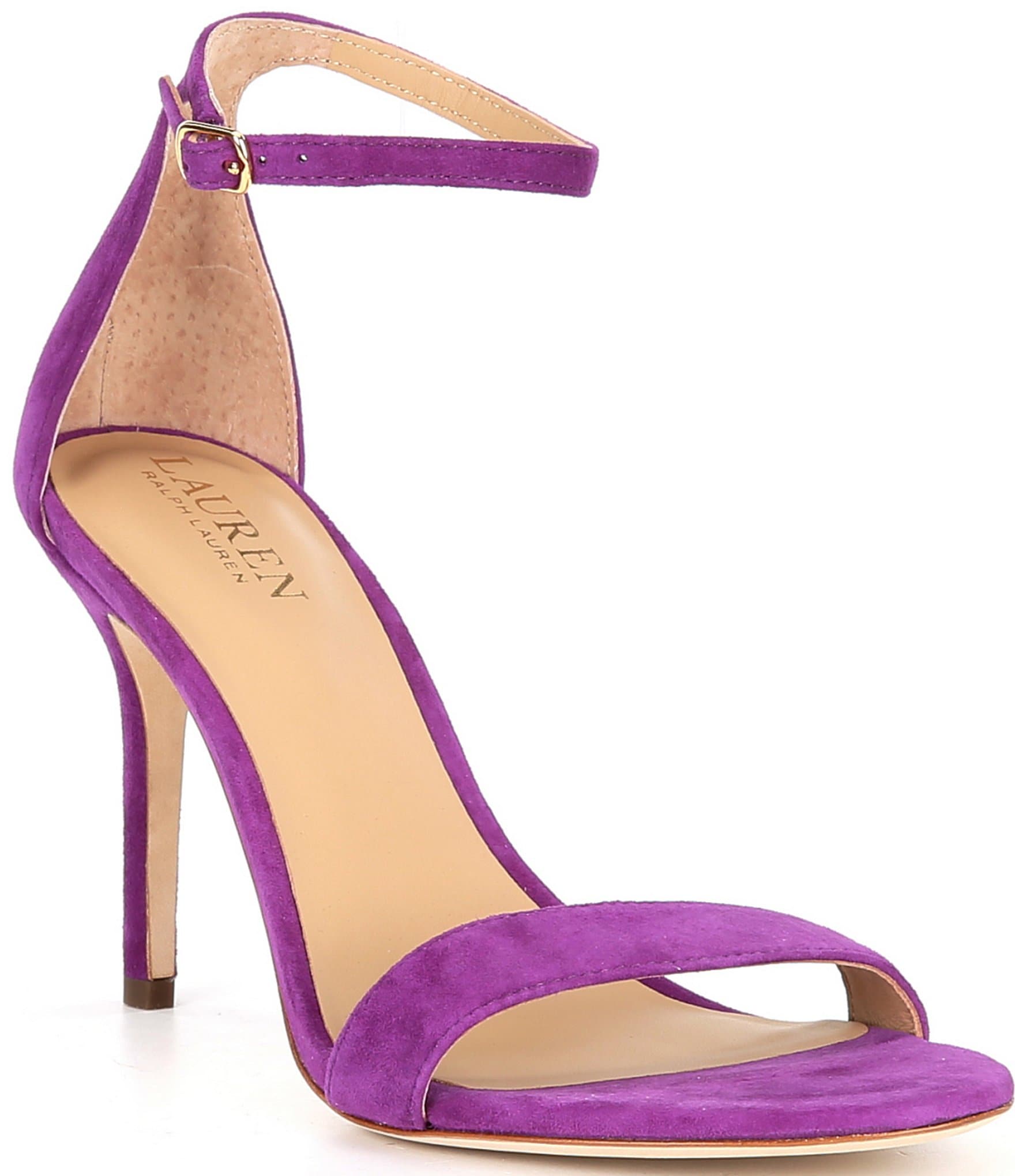 Ladies Thin Ankle-Strap Mule Kitten Heel Sandal - Purple