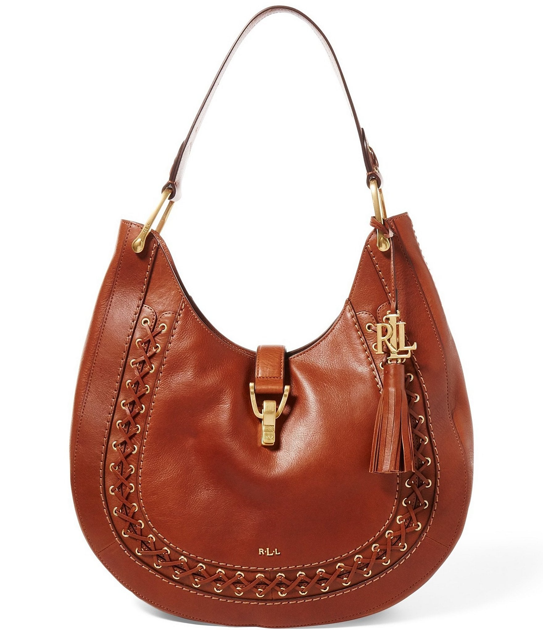 Lauren Ralph Lauren Ashfield Collection Abree Tasseled Laced Hobo Bag | Dillards