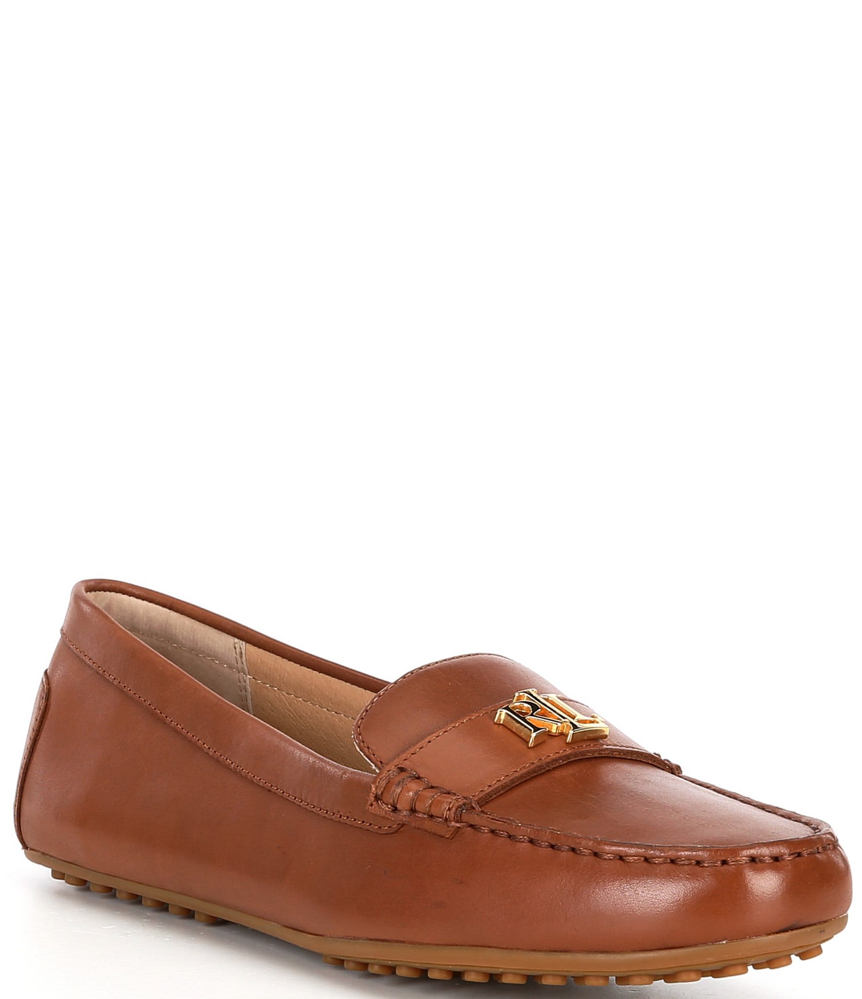 Lauren Ralph Lauren Womens Shoes Size 6.5 B Brown Leather Loafers Bow Laser  Cut