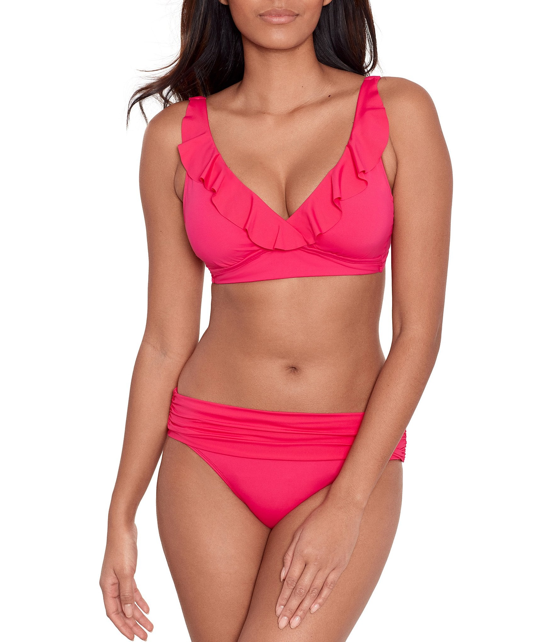 Coco Contours Intrigue Solid Jersey V-Wire Bra Size Crop Swim Top