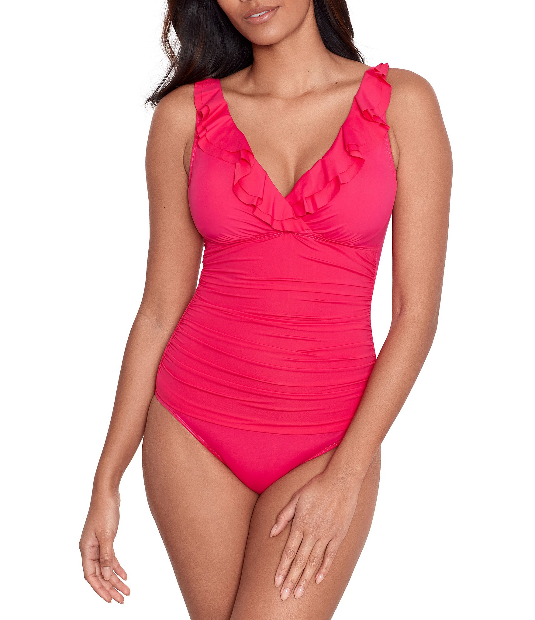 Swimsuits For All Women's Plus Size Loop Blouson One Piece