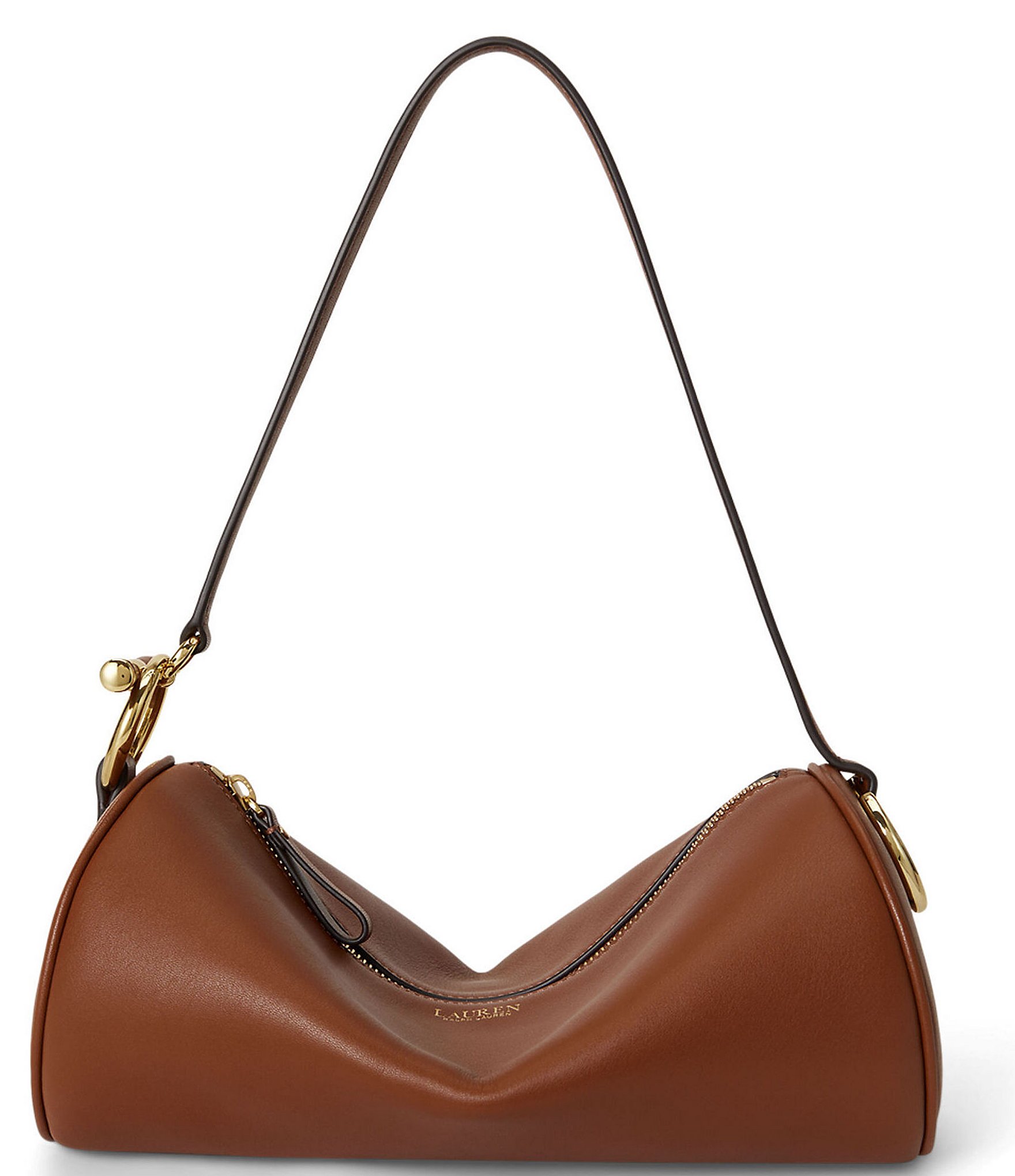 Lauren Ralph Lauren Blaike Nappa Leather Medium East West Barrel Shoulder Bag
