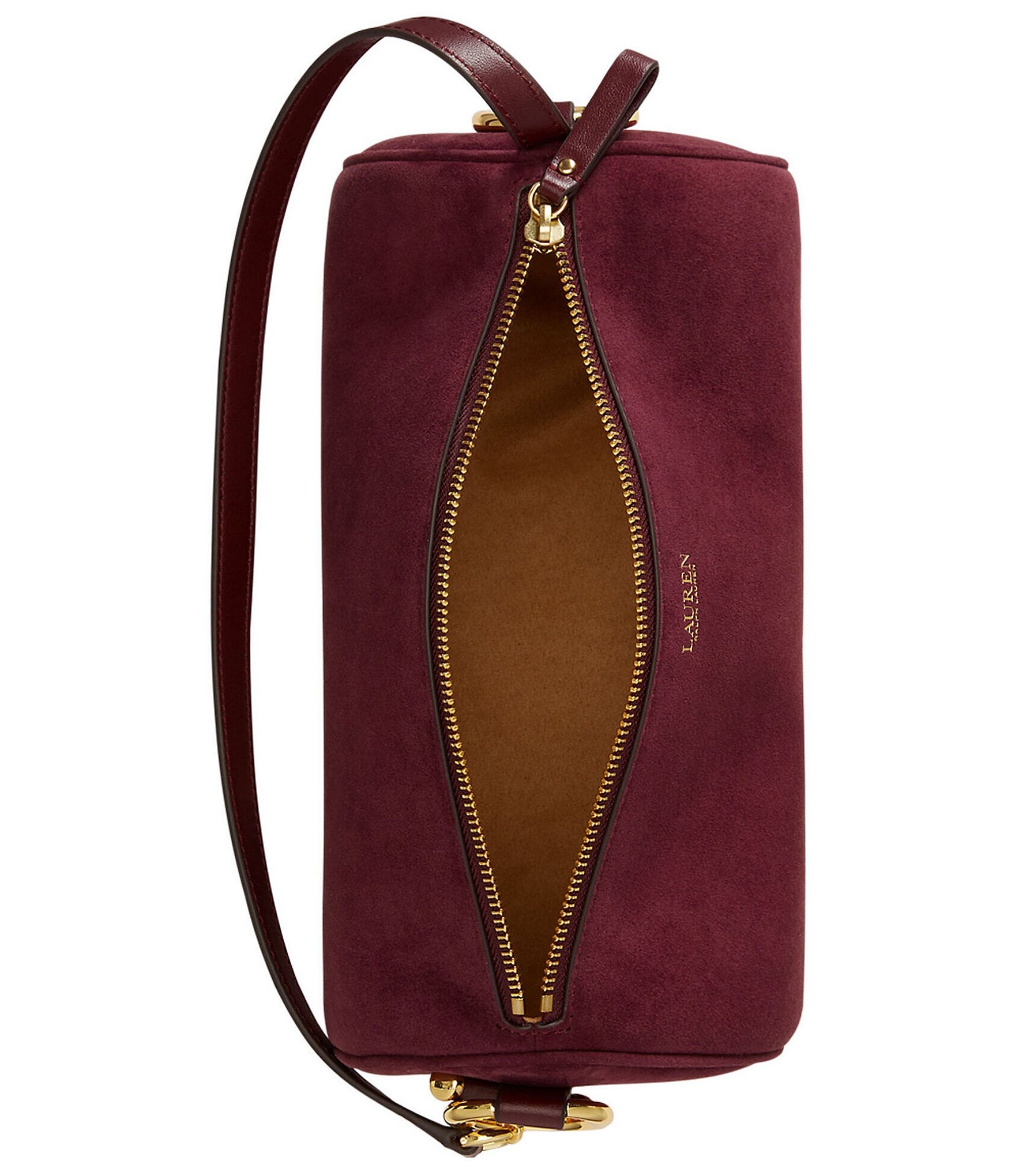 Lauren Ralph Lauren Blaike Sheep Suede Medium Barrel Shoulder Bag