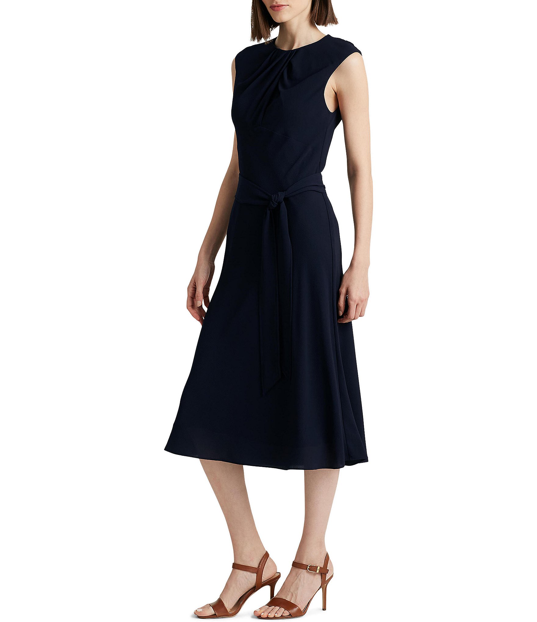 Lauren Ralph Lauren Bubble Crepe Cap Sleeve Dress | Dillard's