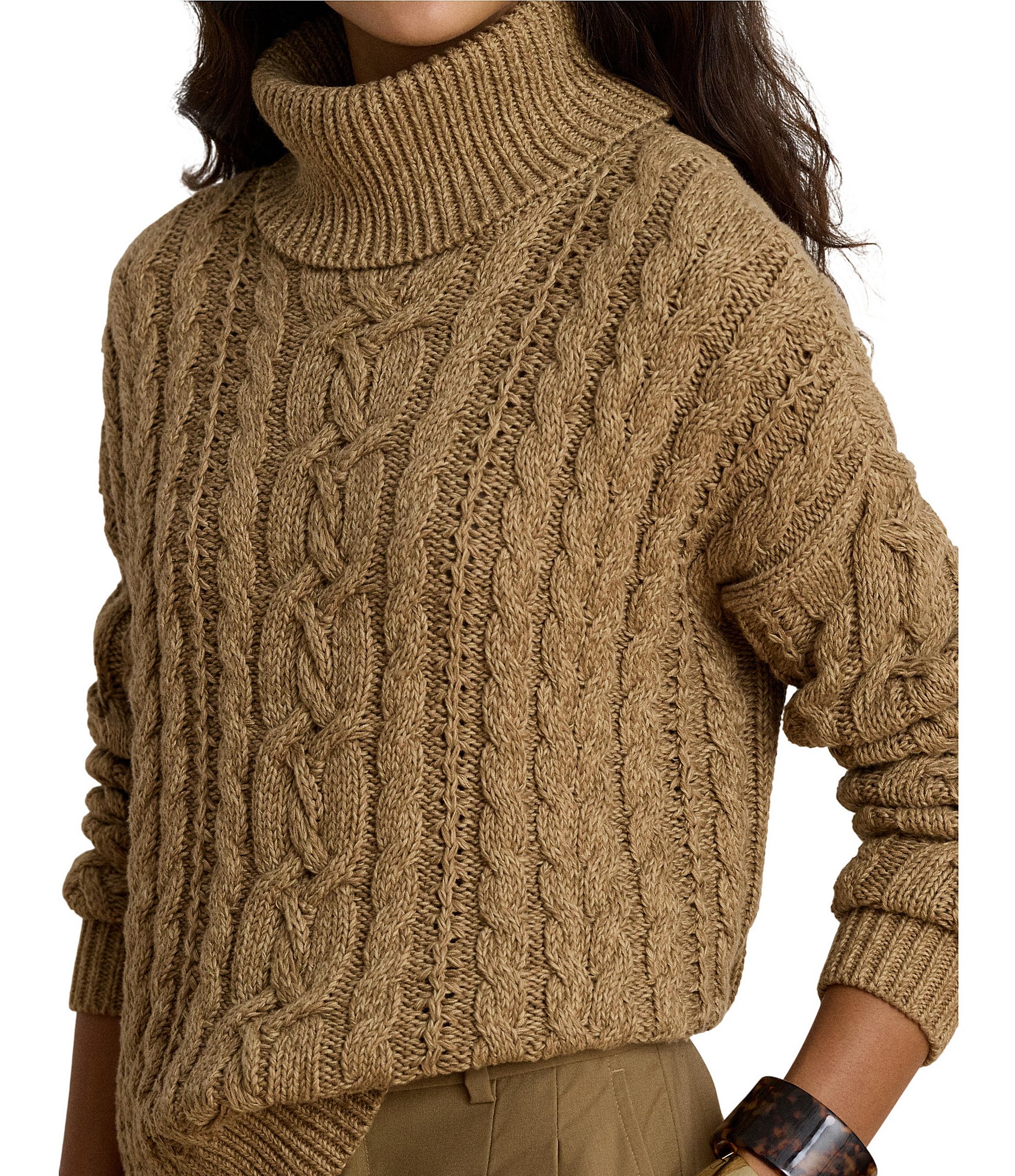 Lauren Ralph Lauren Cable Knit Turtle Neck Long Sleeve Sweater
