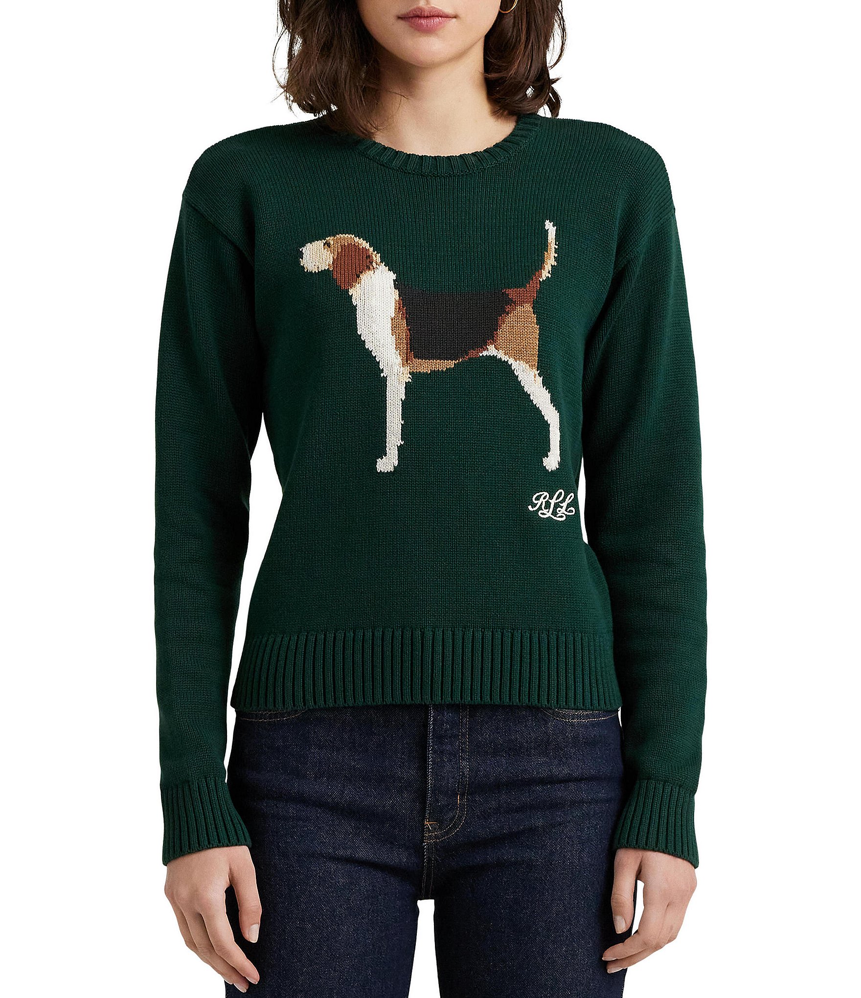 Lauren Ralph Lauren Crew Neck Long Sleeve Cotton Sweater | Dillard's