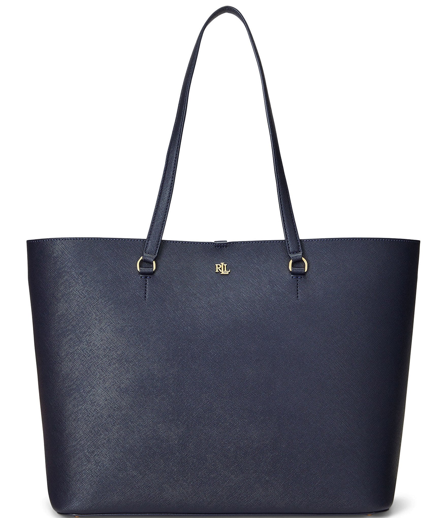 Lauren Ralph Lauren Crosshatch Leather Large Karly Tote Bag | Dillard's