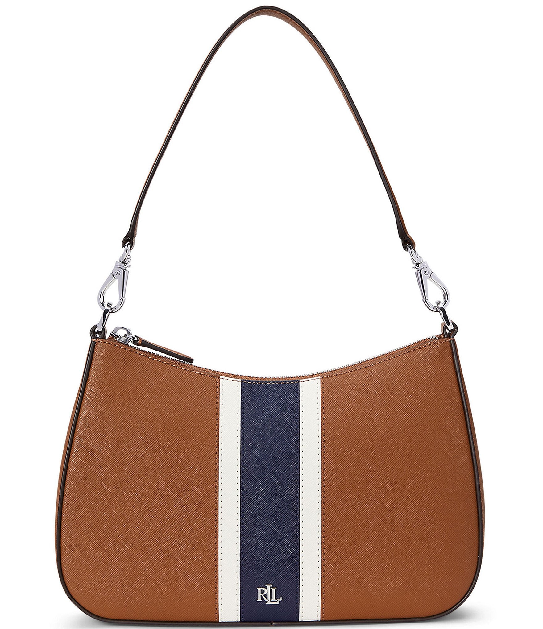 Lauren Ralph Lauren Crosshatch Stripe Leather Medium Danni Striped Shoulder  Bag | Dillard's