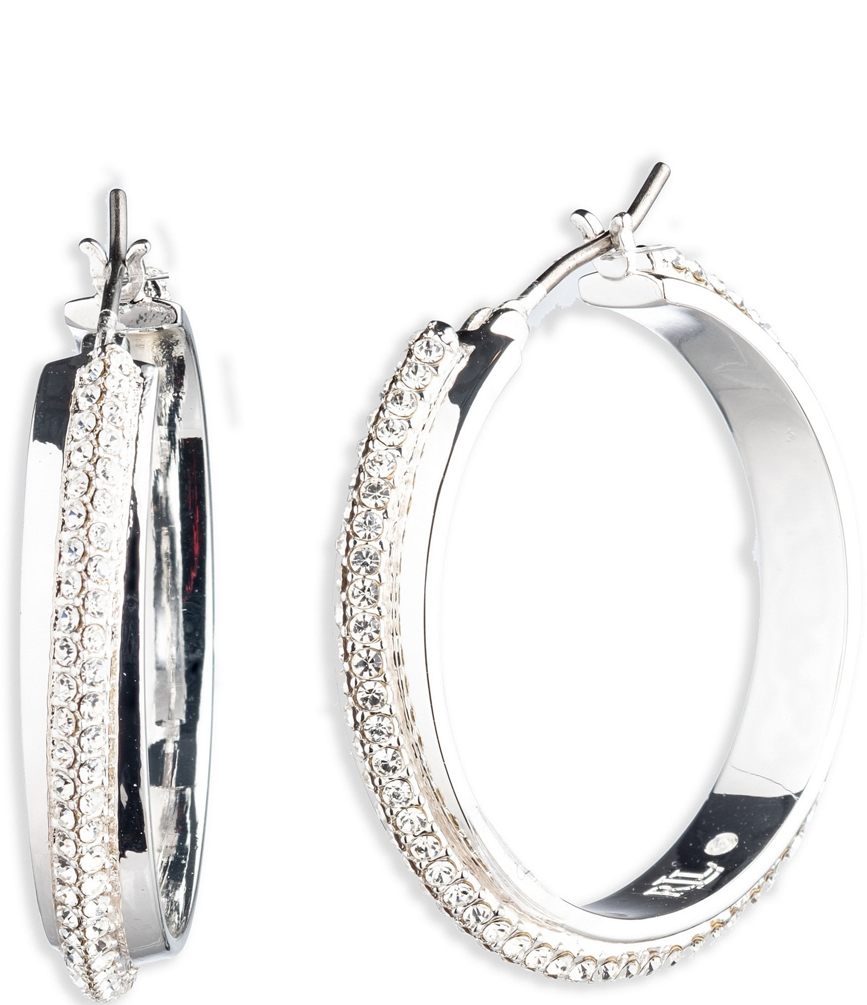 Lauren Ralph Lauren Crystal 30mm Pave Hoop Earrings