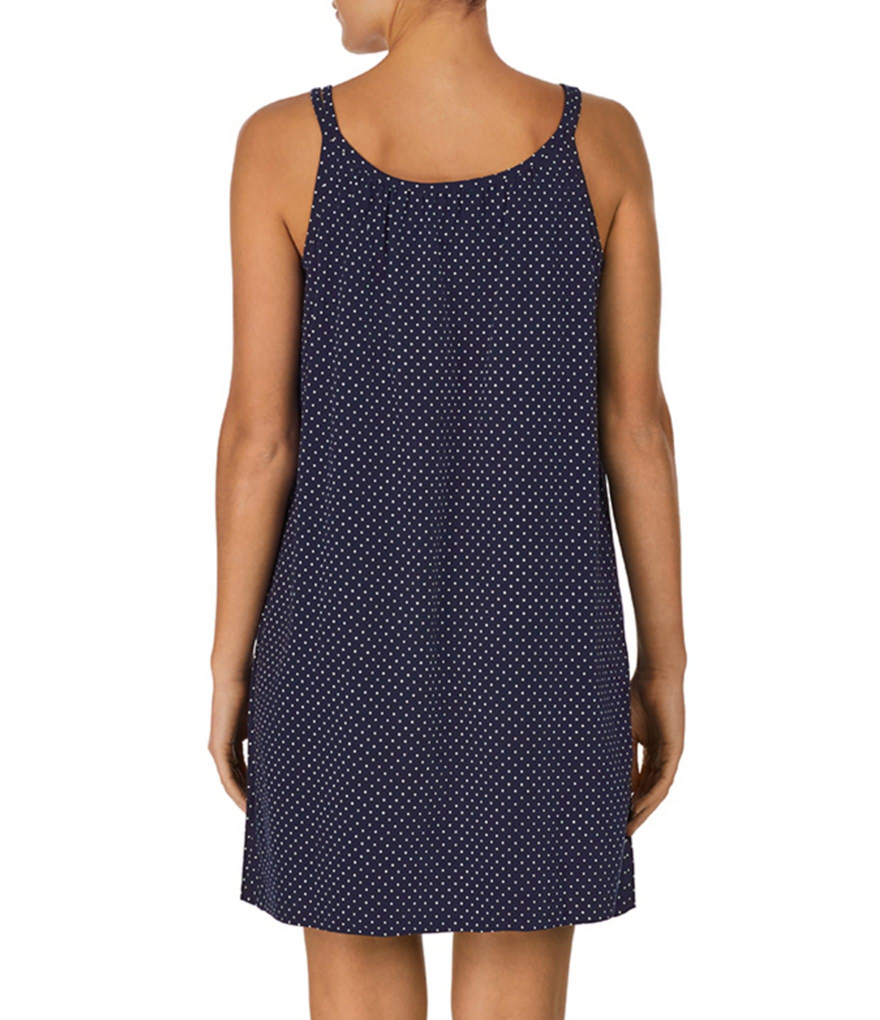 Lauren Ralph Lauren Dot Printed Double Strap Knit Short Cotton Nightgown