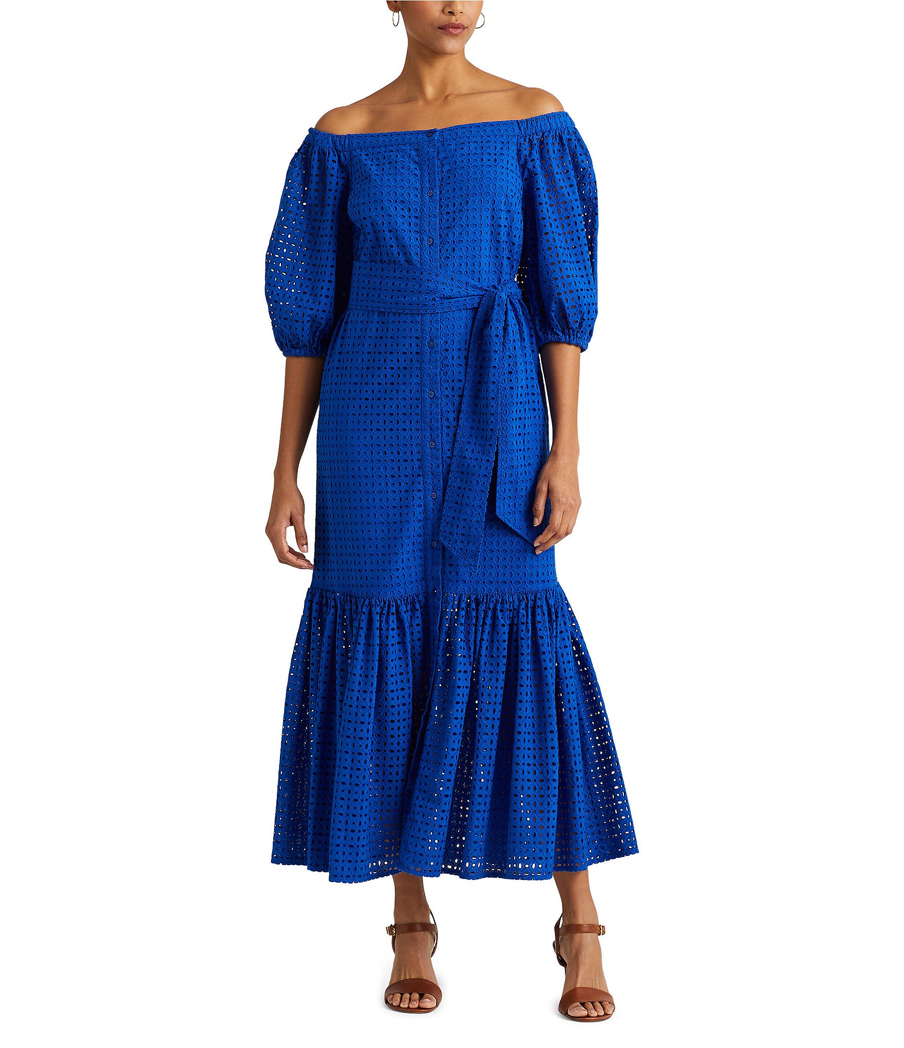 Ralph Lauren, Dresses, Womens Lauren Ralph Lauren Dress Size 4 Blue  Floral Off Shoulder