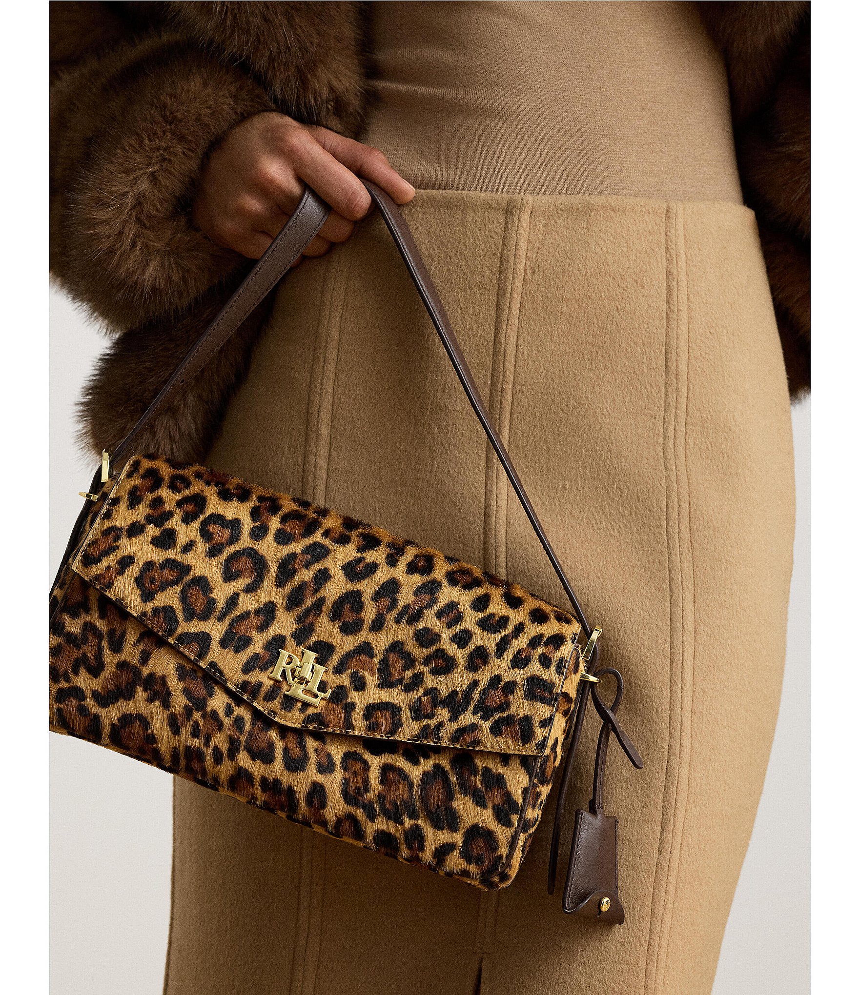 Lauren Ralph Lauren Farrah Leopard Print Medium Shoulder Bag