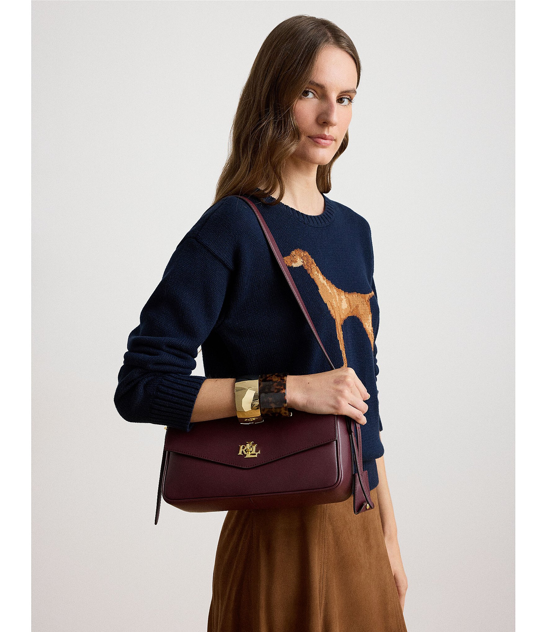 Lauren Ralph Lauren Farrah Nappa Leather Medium Shoulder Bag
