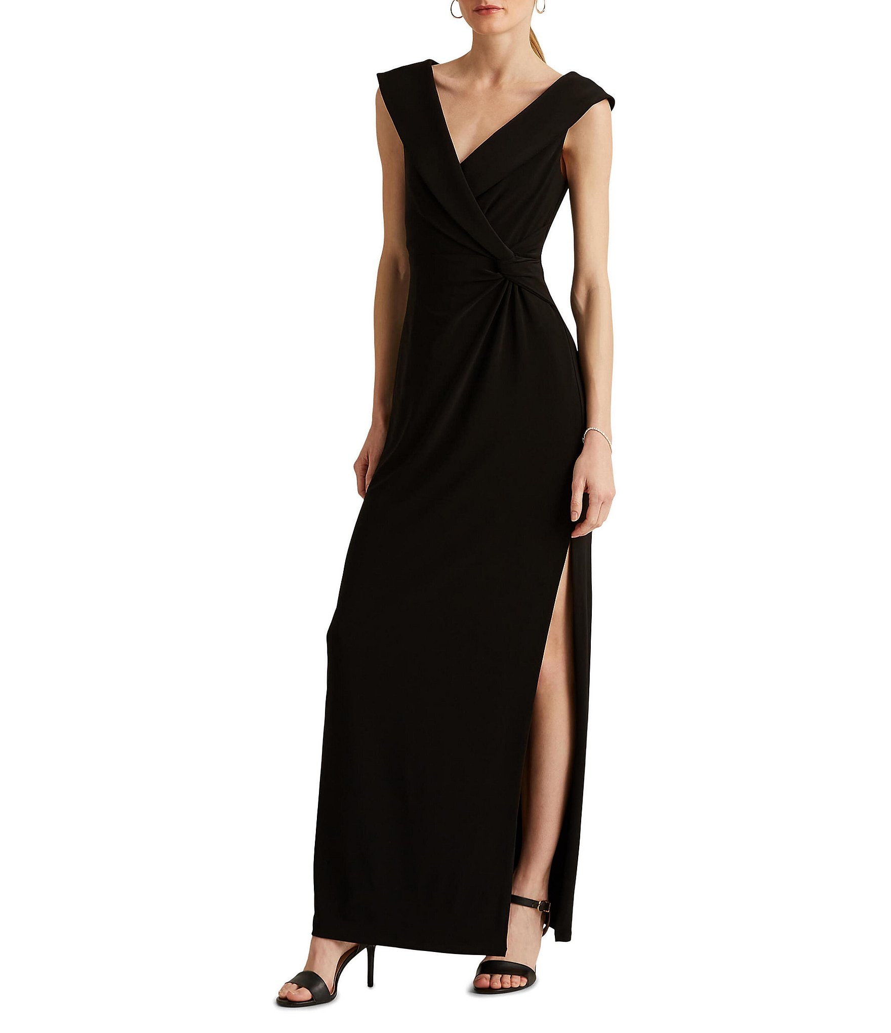 Lauren Ralph Lauren Women's Jersey Off-The-Shoulder Gown, Black, 6