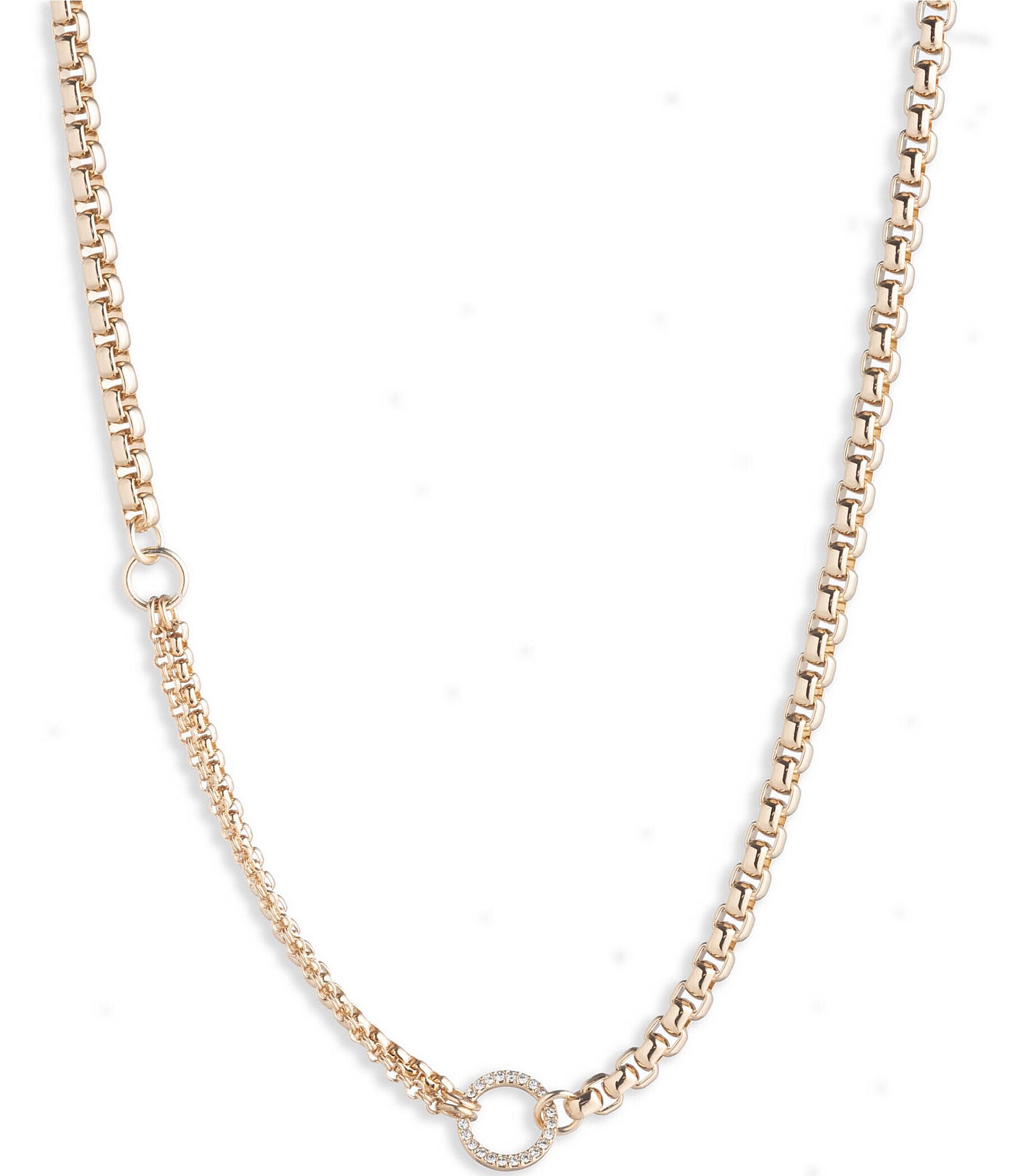 Lauren Ralph Lauren Gold Tone Crystal Cable Chain Collar Necklace