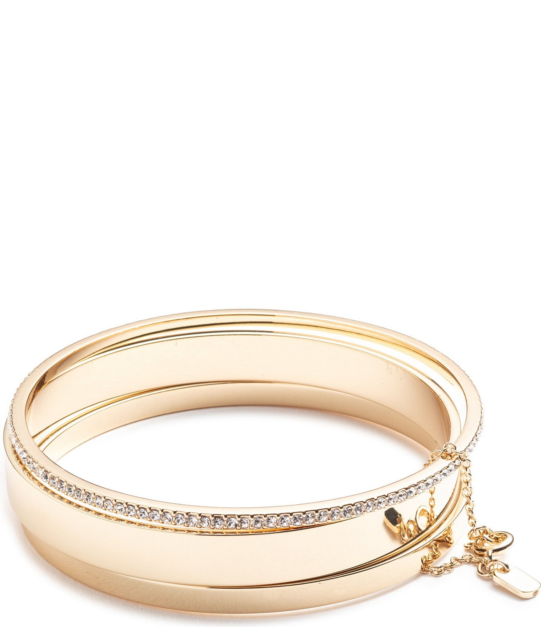 Lauren Ralph Lauren Gold Tone Crystal Pave Bangle Bracelet Set