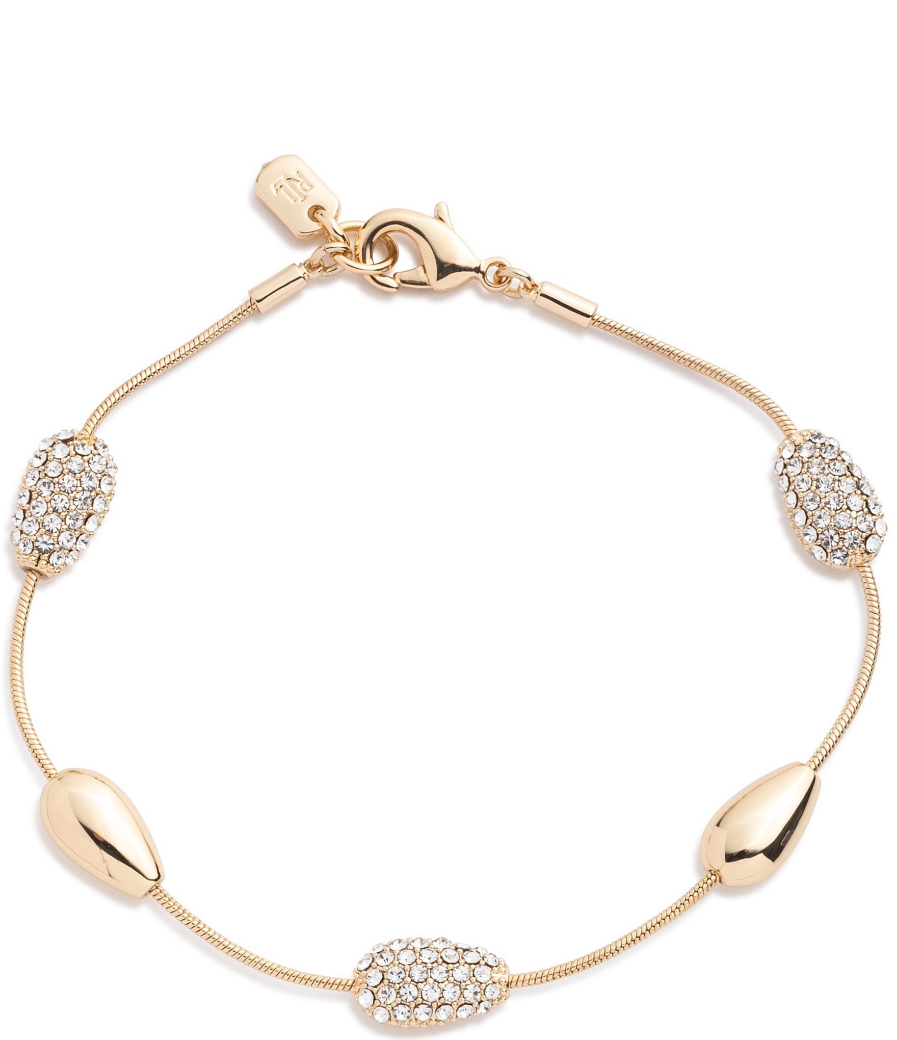 Lauren Ralph Lauren Gold Tone Crystal Pave Pear Flex Line Bracelet