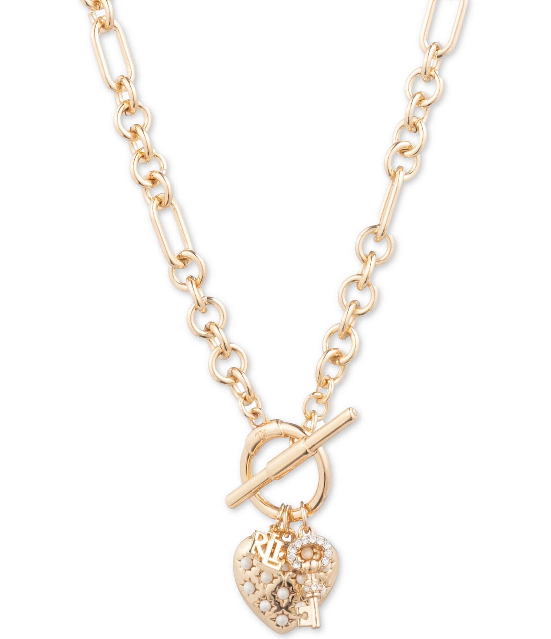 Lauren Ralph Lauren Gold Tone Pearl Heart Collar Necklace | Dillard's