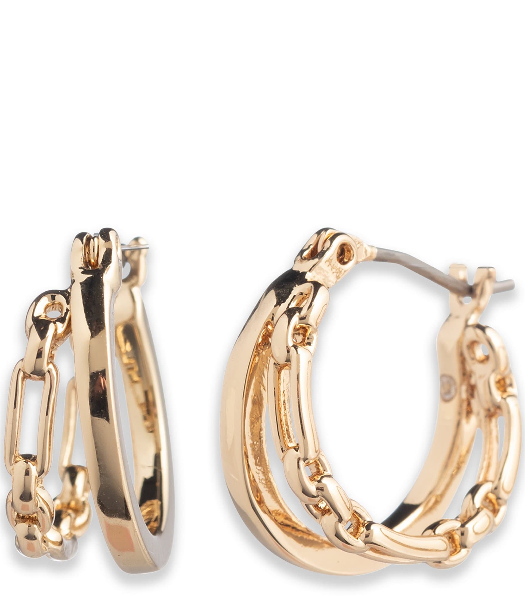 Lauren Ralph Lauren Gold Tone Split Hoop Earrings