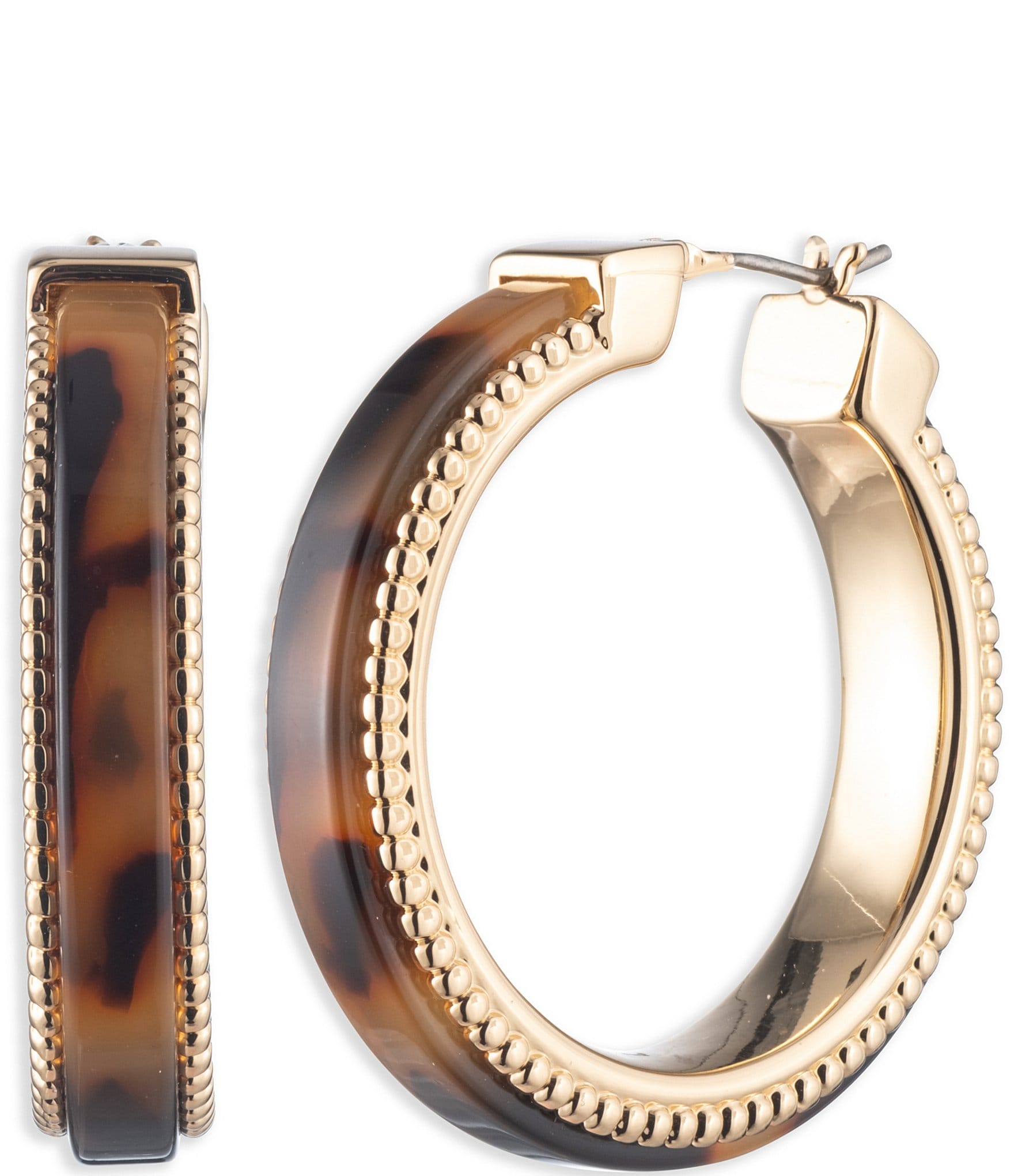 Lauren Ralph Lauren Gold Tone Tortoise Hoop Earrings