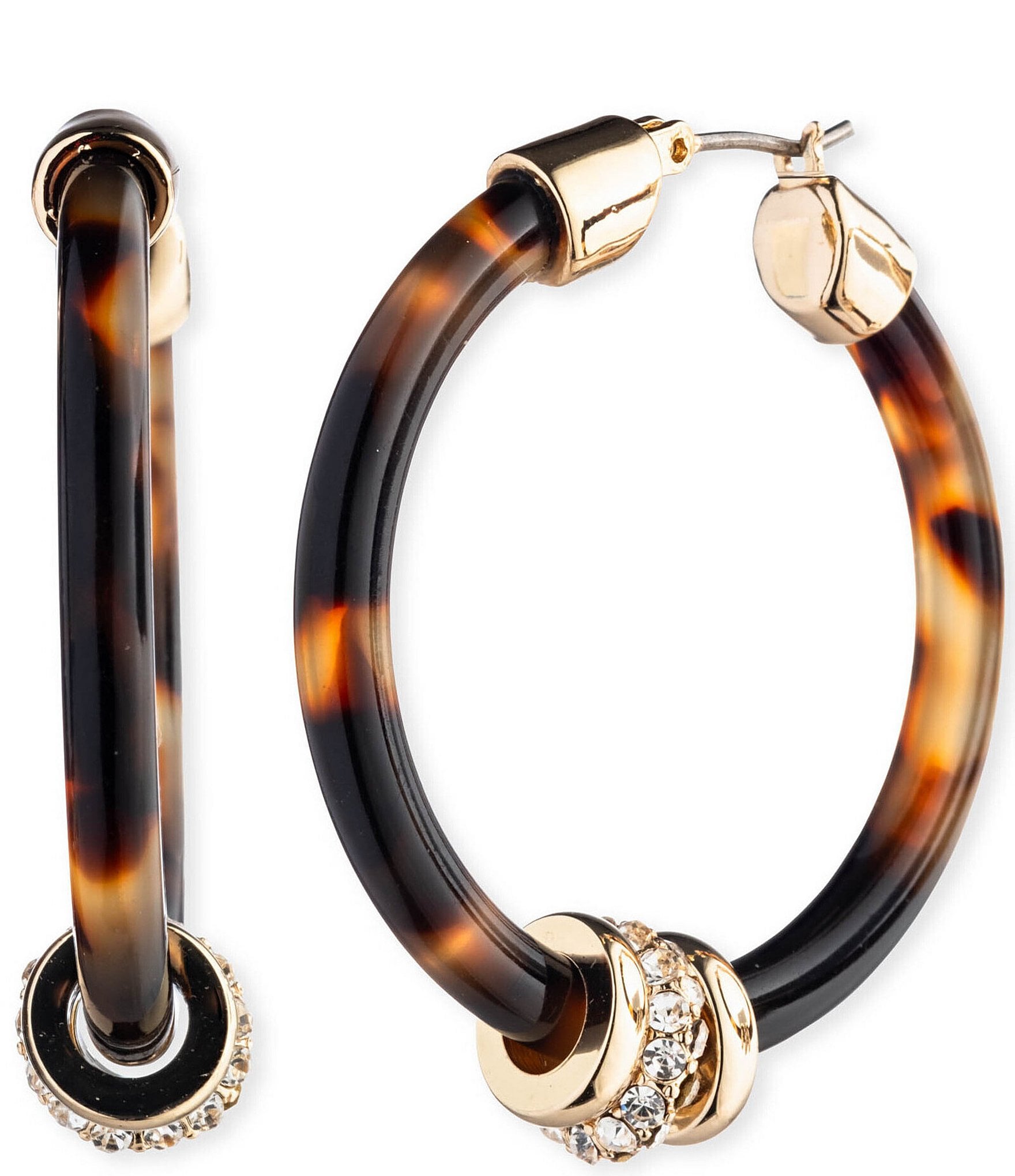 Lauren Ralph Lauren Gold Tone Tortoise Rondelle Hoop