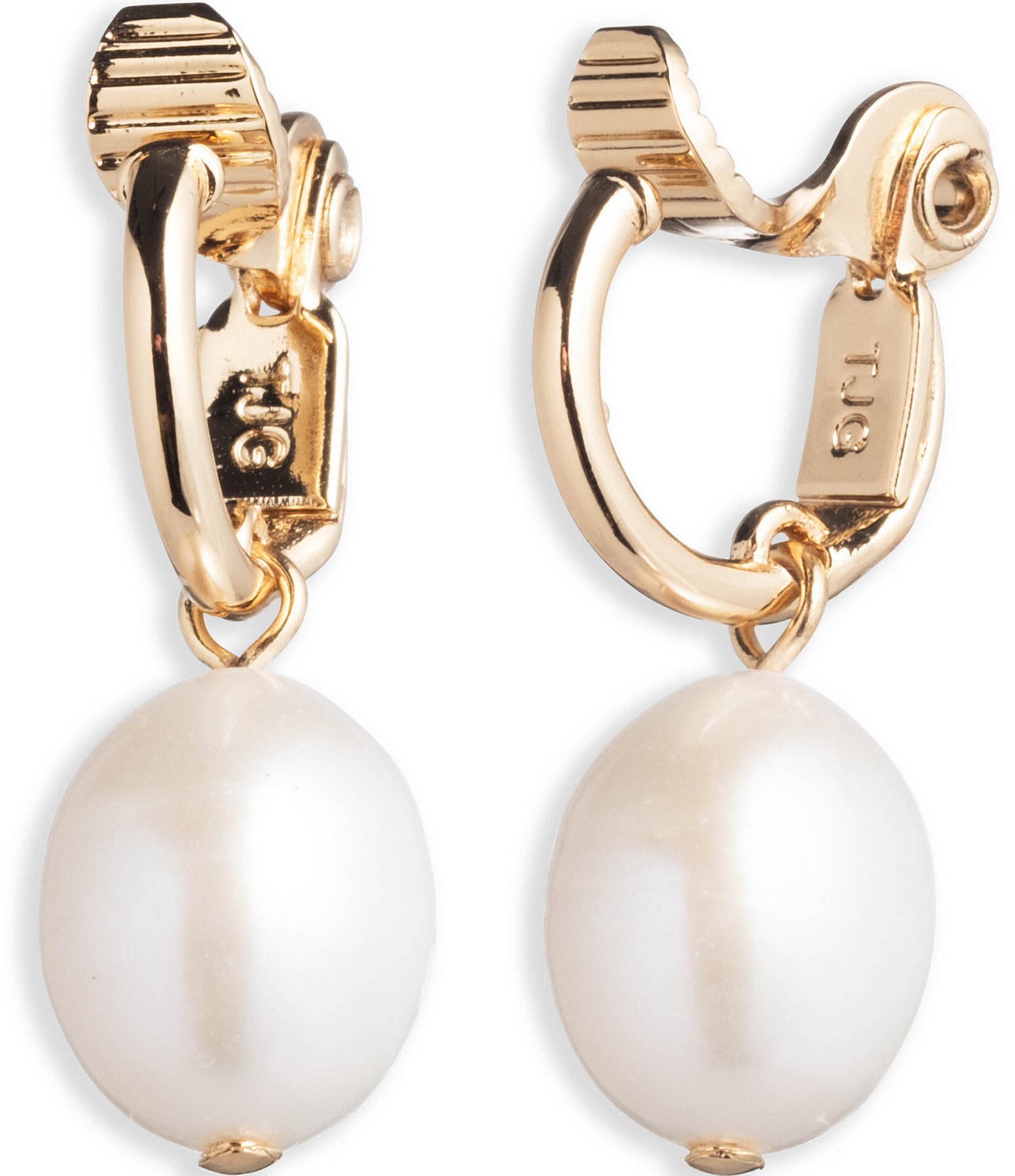 Lauren Ralph Lauren Gold Tone White Freshwater Pearl Drop Clip Earrings