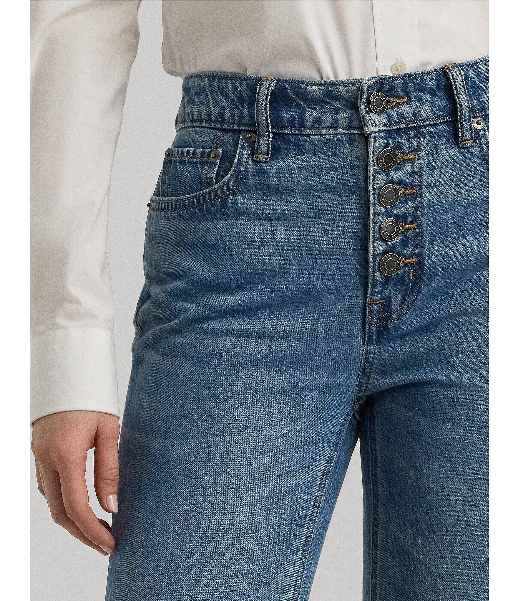 Lauren Ralph Lauren High Rise Full Length Flare Denim Jeans