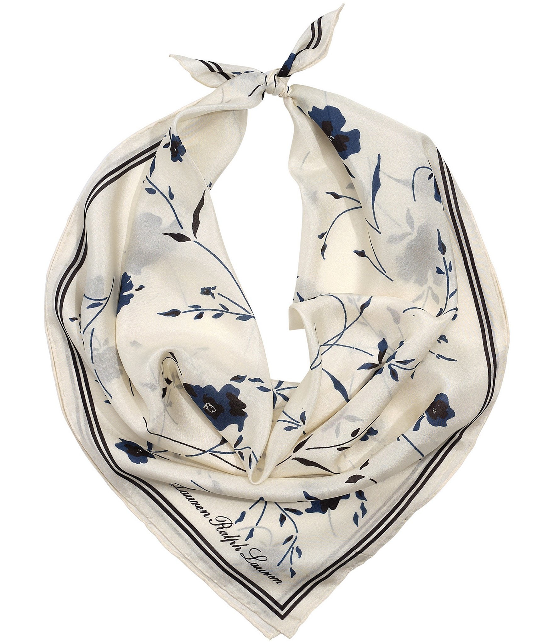 Lauren Ralph Lauren Indigo Floral Square Scarf