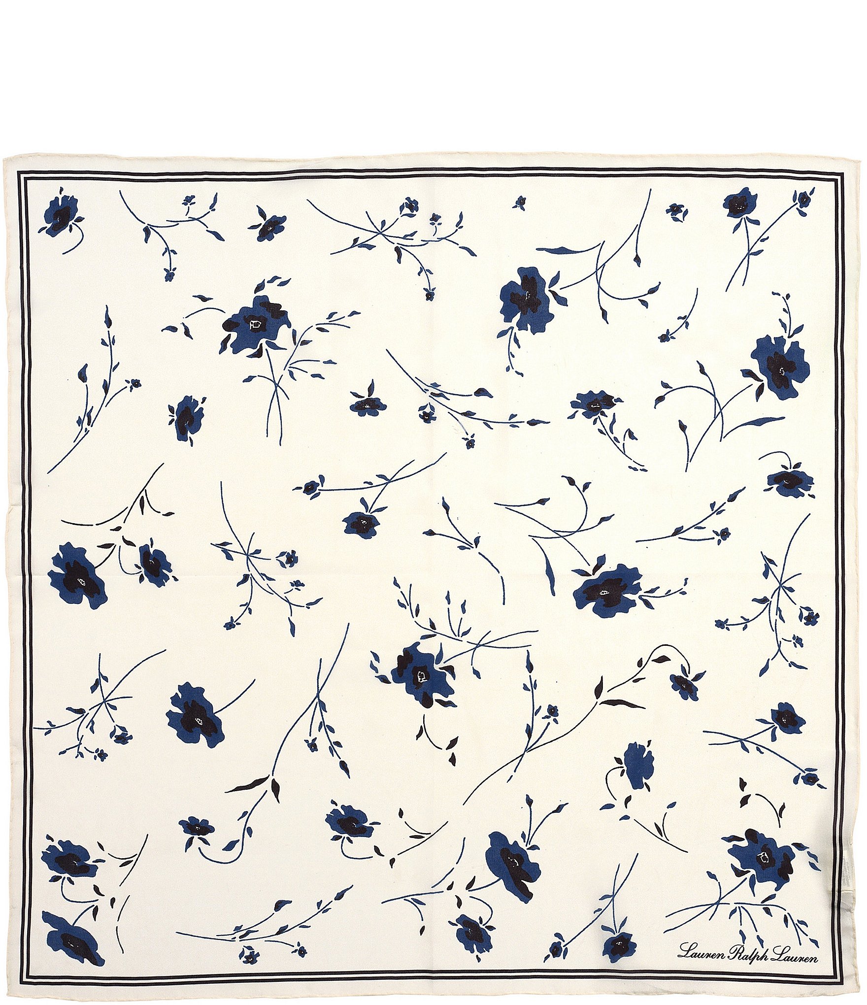 Lauren Ralph Lauren Indigo Floral Square Scarf