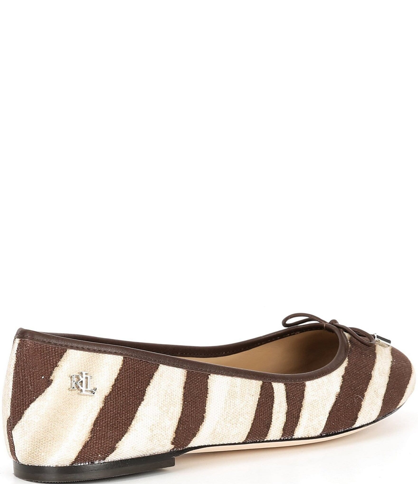 Lauren Ralph Lauren Jayna Zebra Print Canvas Ballet Bow Flats